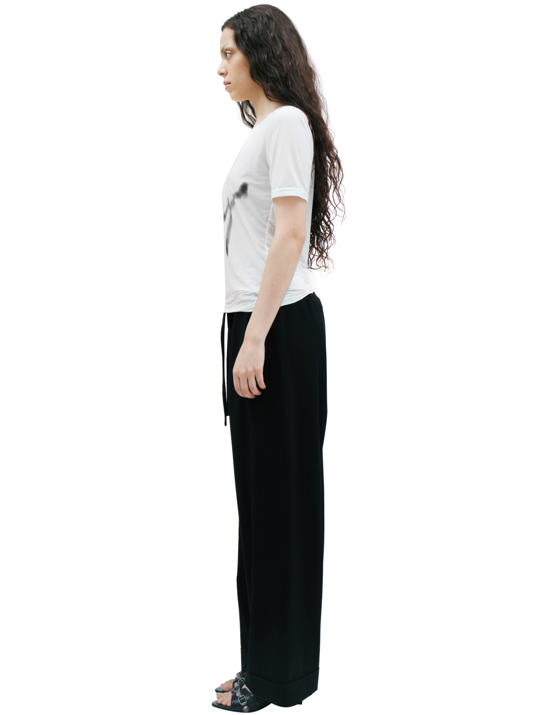 Yohji Yamamoto Футболка-FK-T80-983-1 базовая футболка с принт-подписью, белая