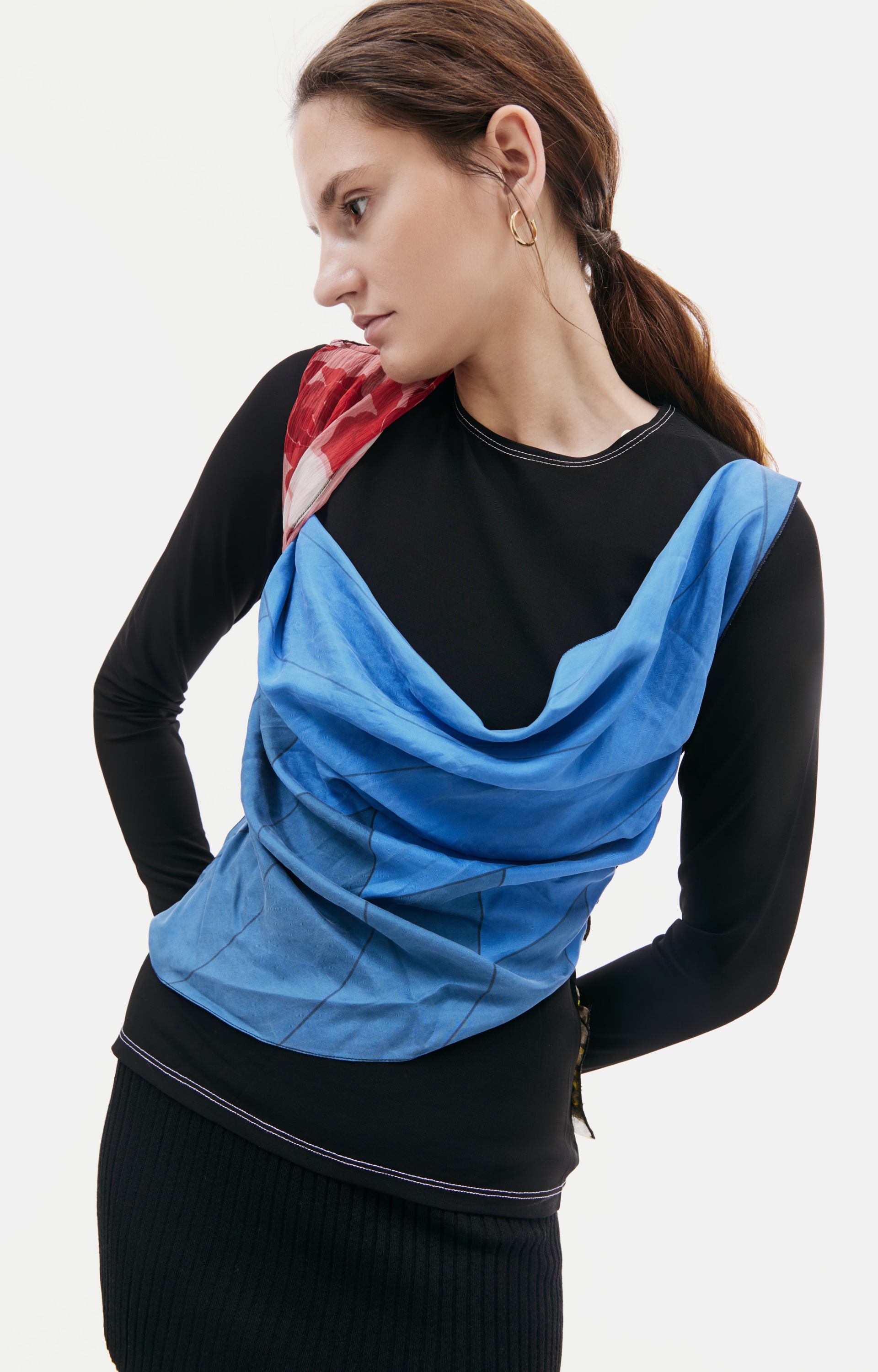 MARINE SERRE Топ с драпировкой из шелковых шарфов