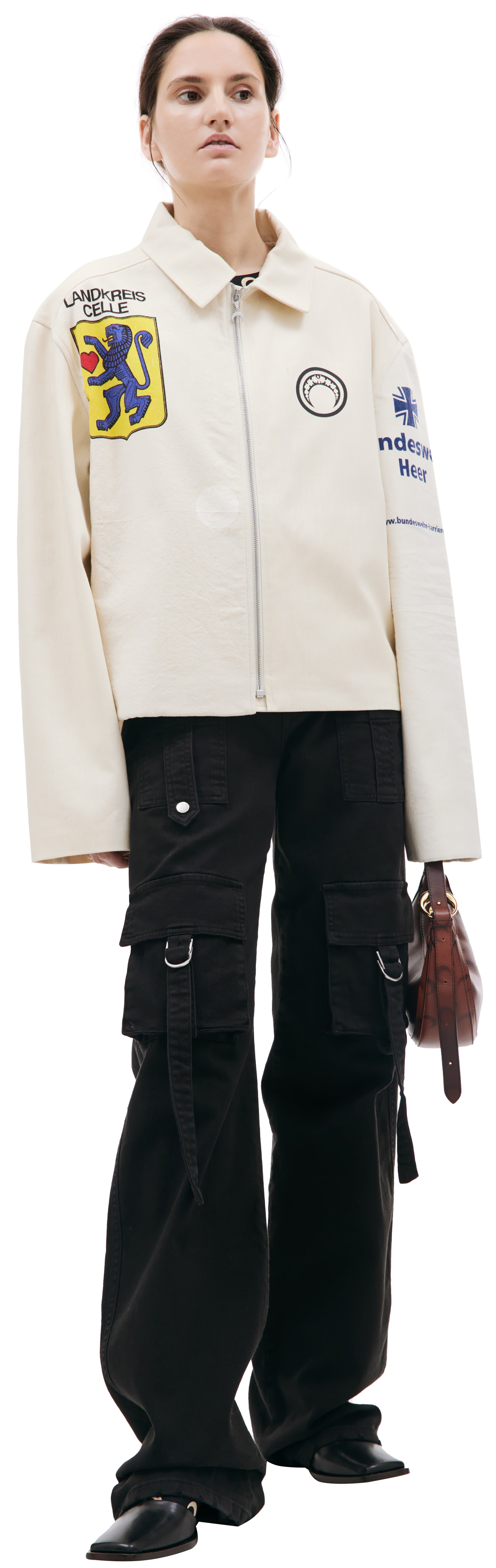 MARINE SERRE Хлопковая куртка пэчворк на молнии