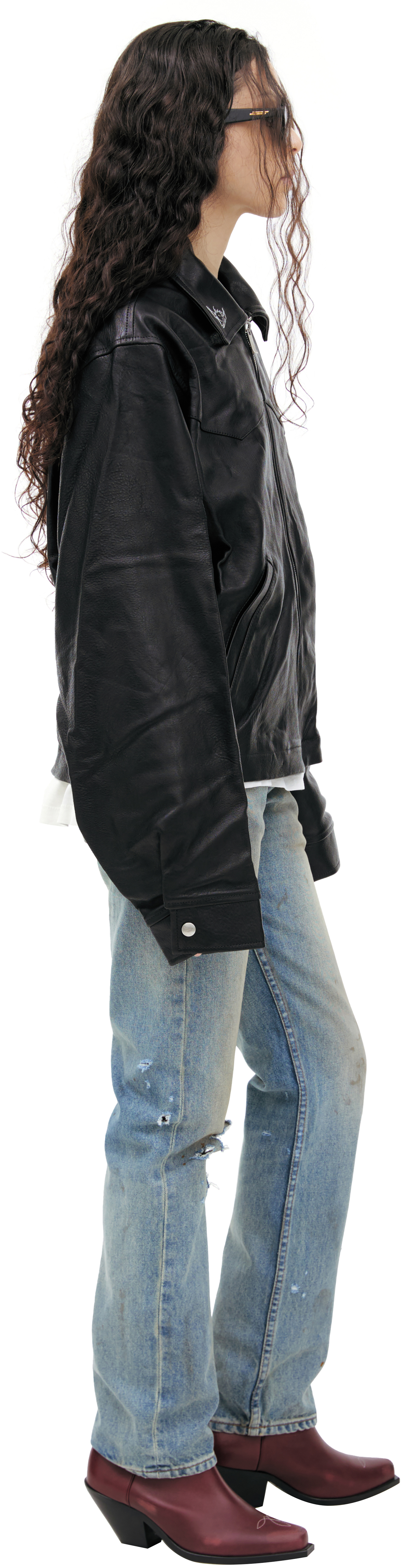 Enfants Riches Déprimés Кожаная куртка с вышивками