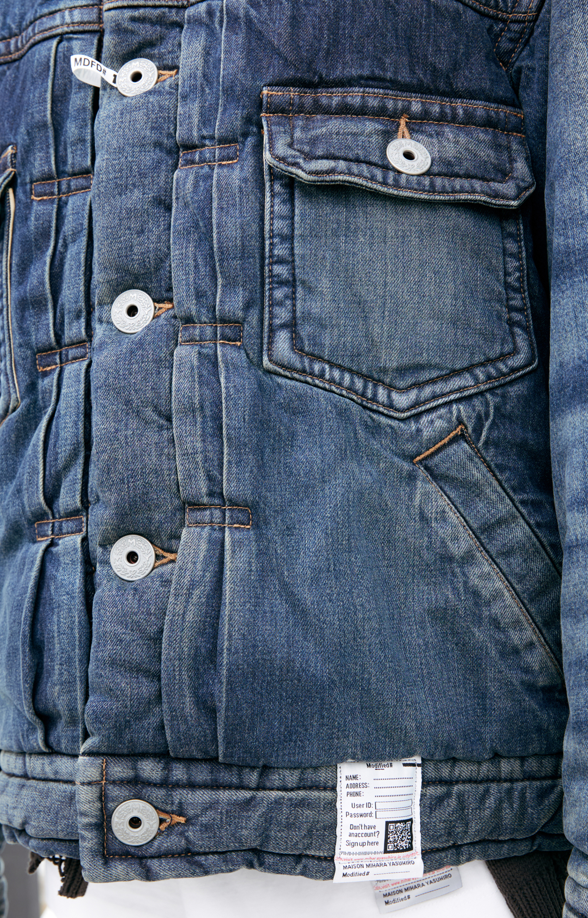 Maison Mihara Yasuhiro Дутая джинсовая куртка