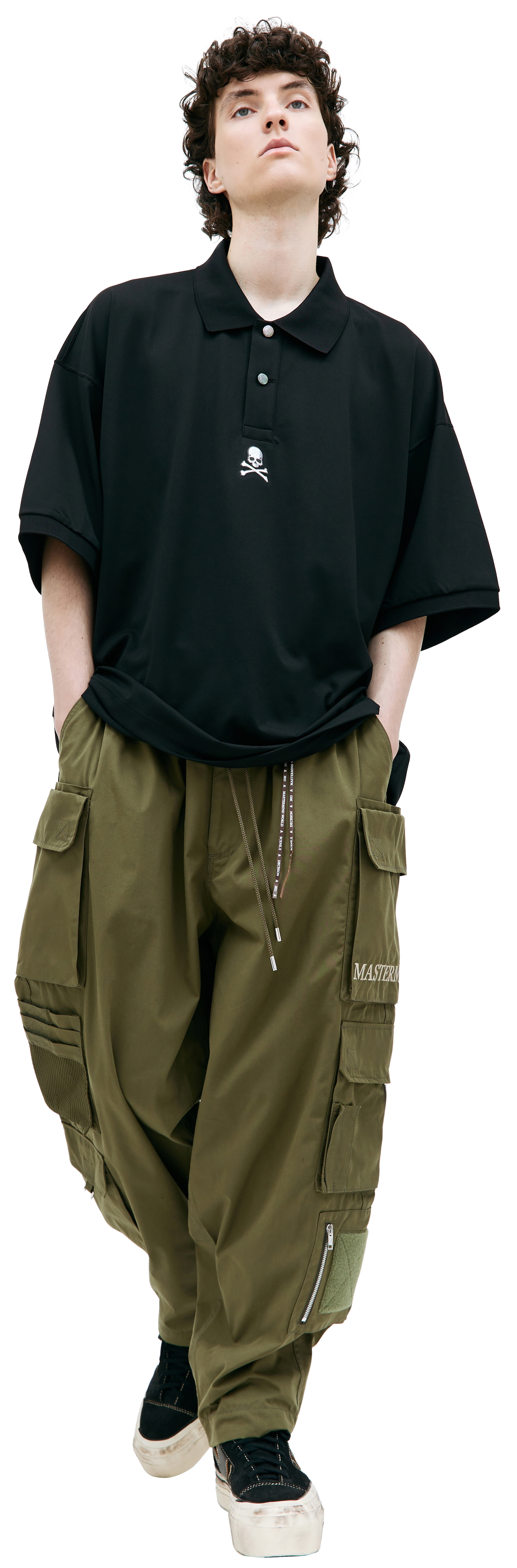 Mastermind WORLD Черное поло с вышивкой