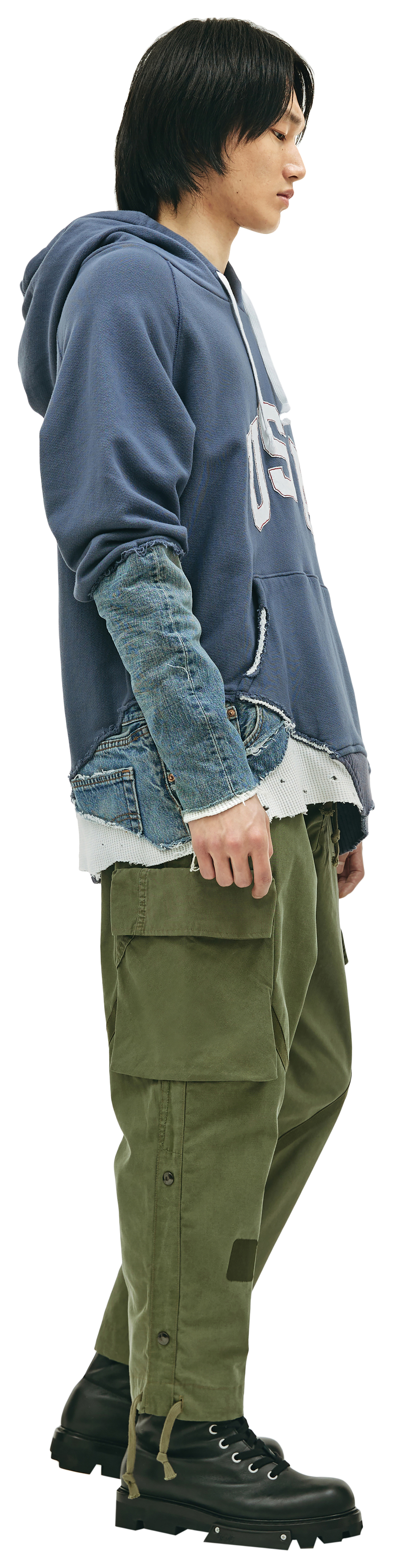 Greg Lauren Комбинированное худи USA