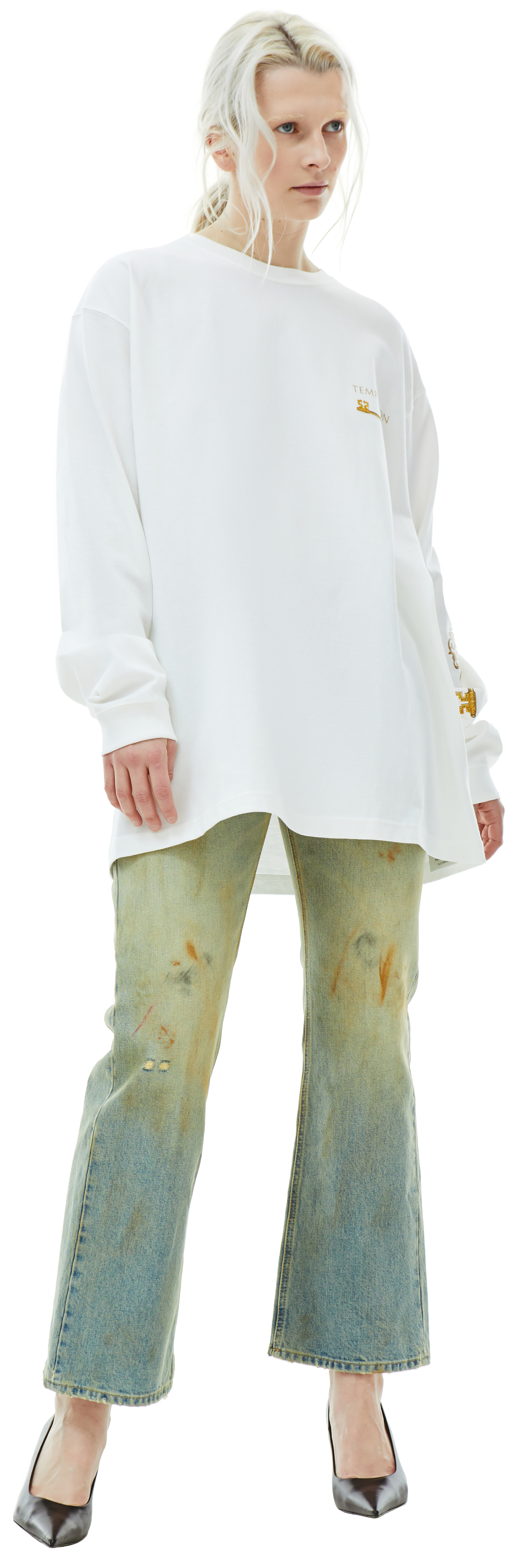 Children of the discordance Белый лонгслив с принтом