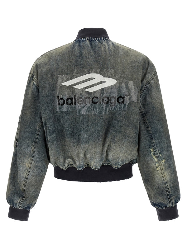 Balenciaga джинсовый бомбер с эффектом загрязнения