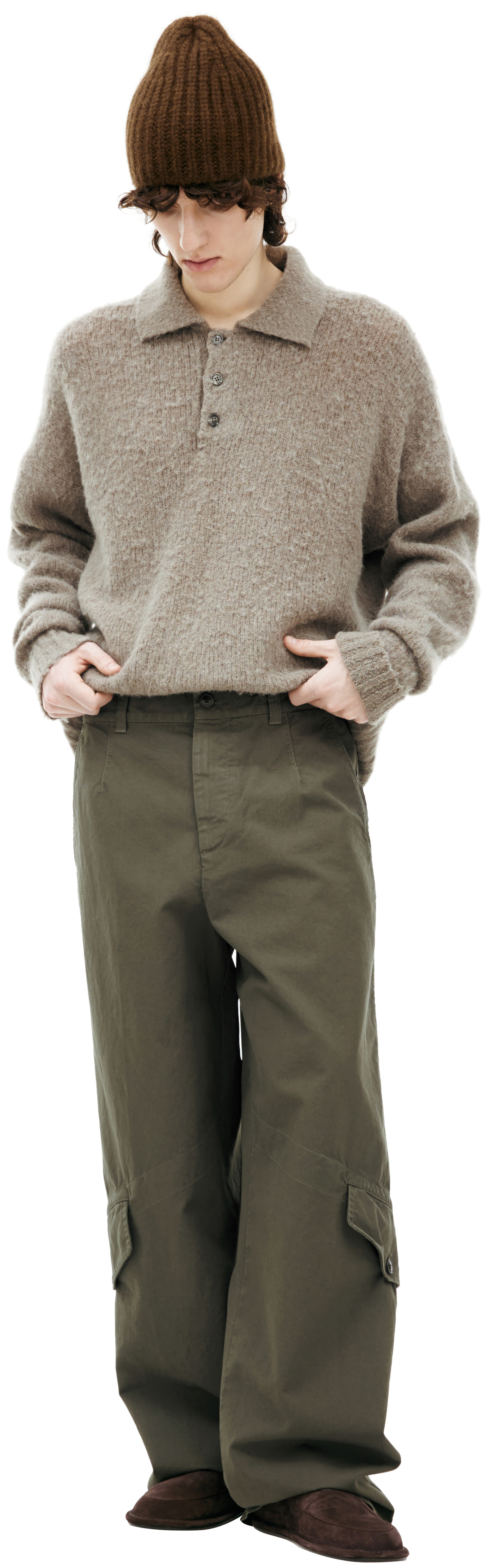 Dries Van Noten Брюки карго хаки цвета