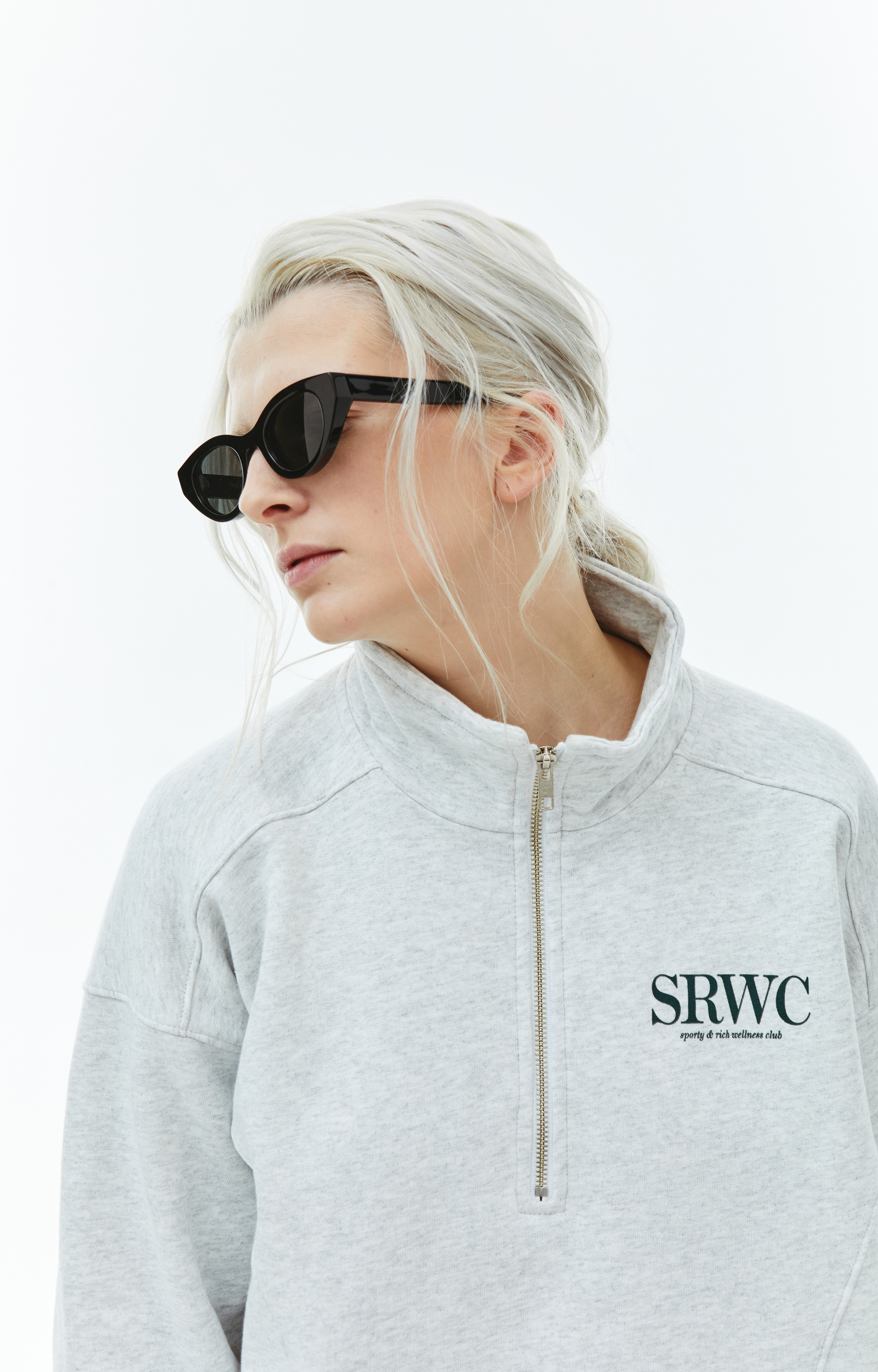 SPORTY & RICH Свитшот с воротником на молнии