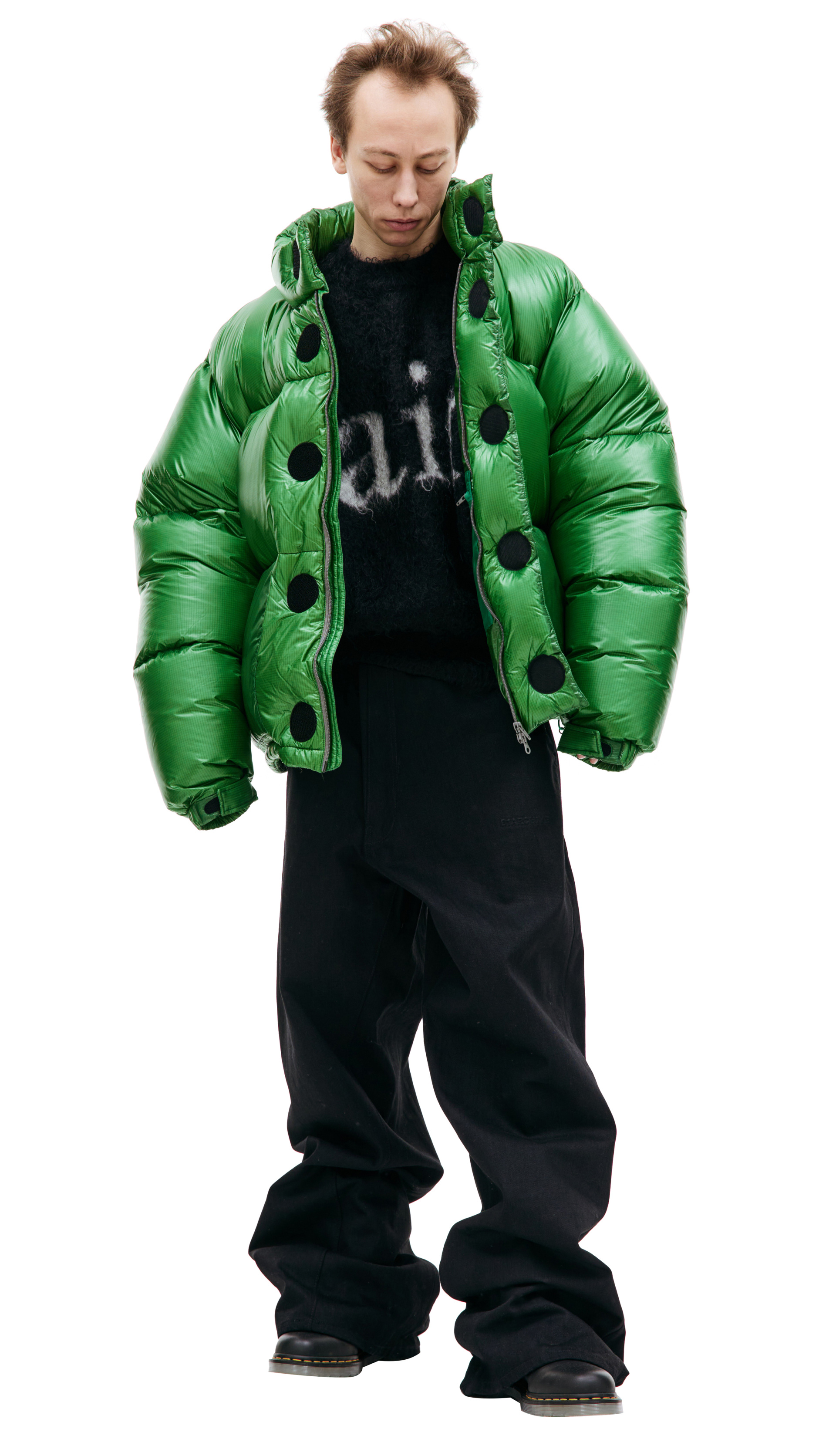 Readymade Зеленый пуховик с высоким воротником