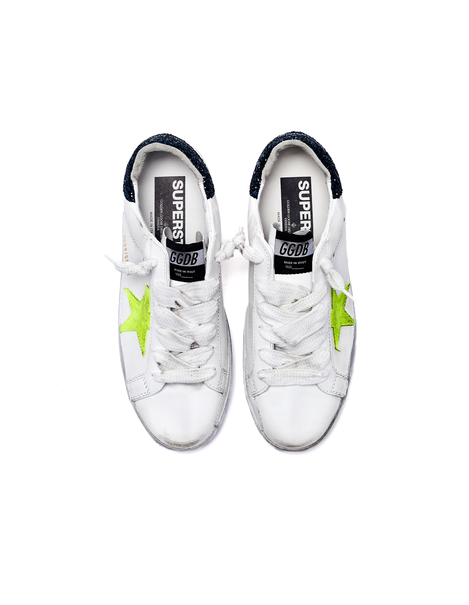 Golden Goose Кожаные кеды Superstar с блестками