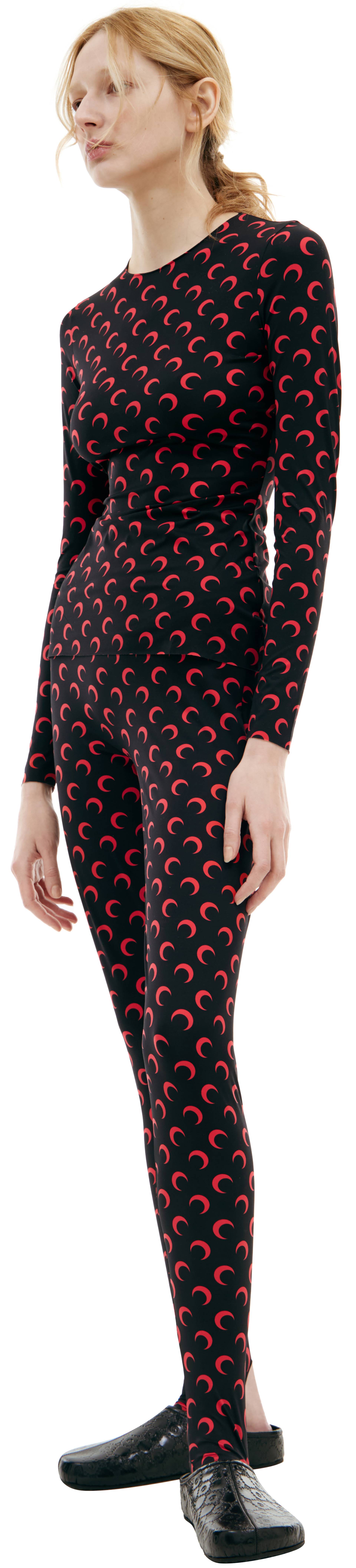 MARINE SERRE Черный лонгслив с монопринтом