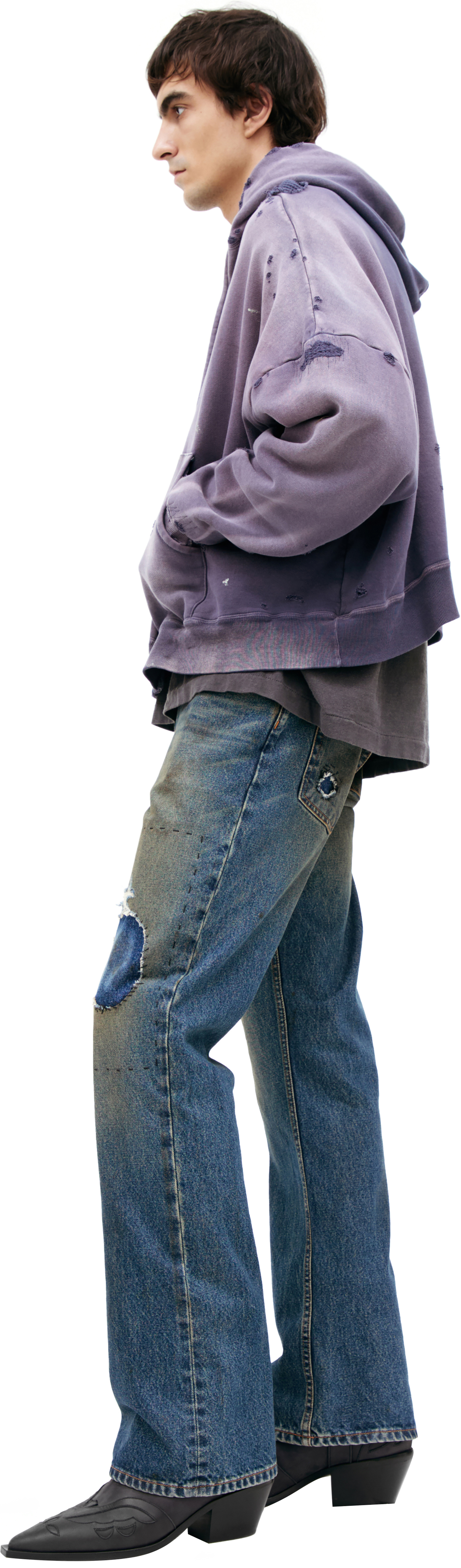 Saint Mxxxxxx Рваное худи на молнии