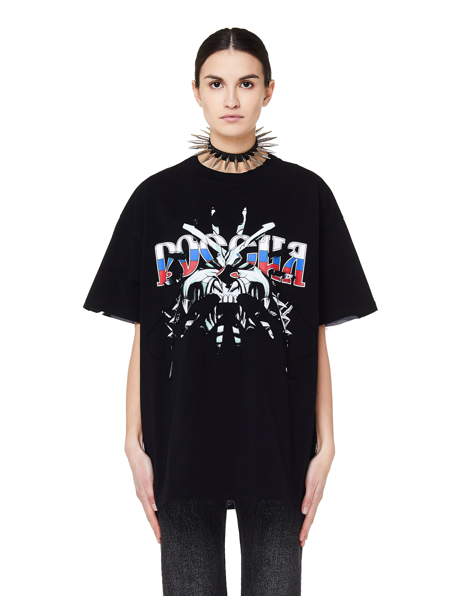 VETEMENTS Футболка с принтом и аппликацией