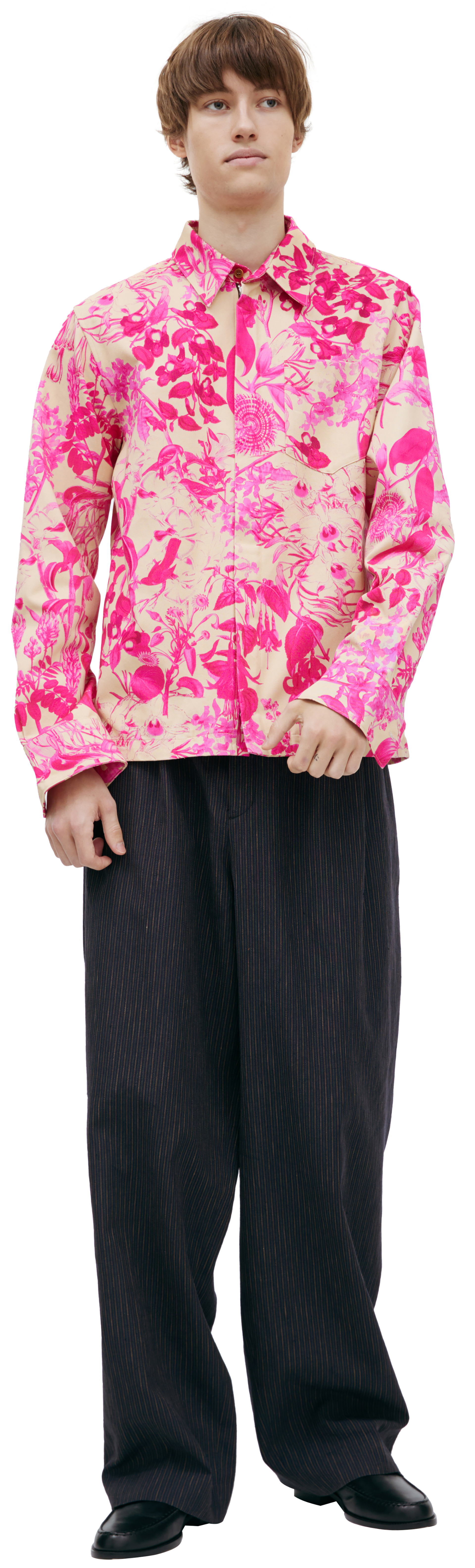 Dries Van Noten Розовая рубашка с монопринтом