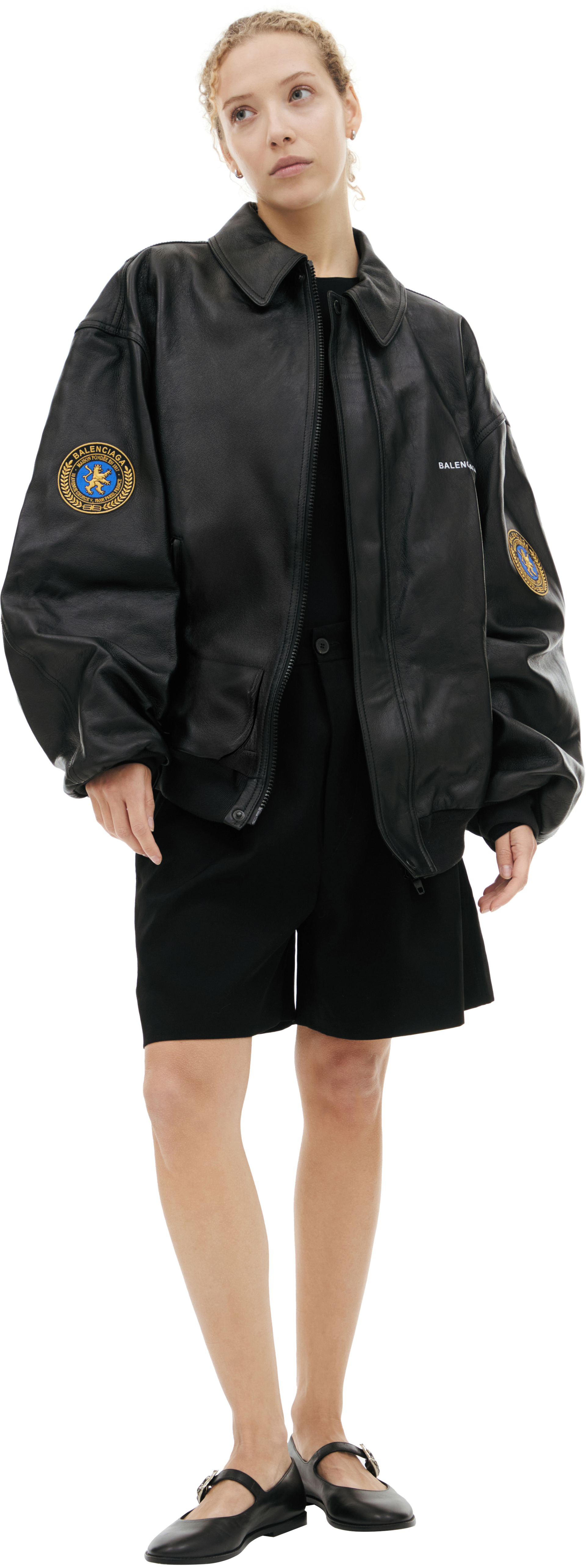 Balenciaga Кожаная куртка с патчами