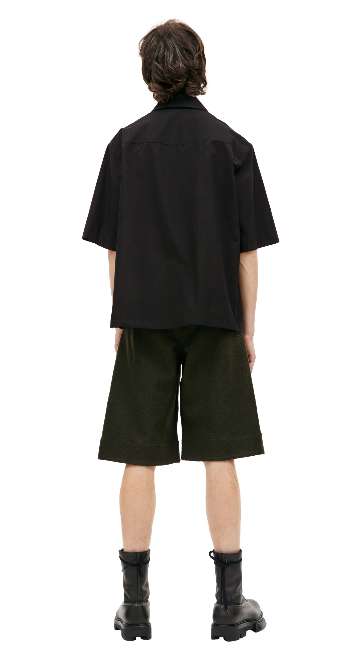 Jil Sander Хлопковая рубашка с коротким рукавом