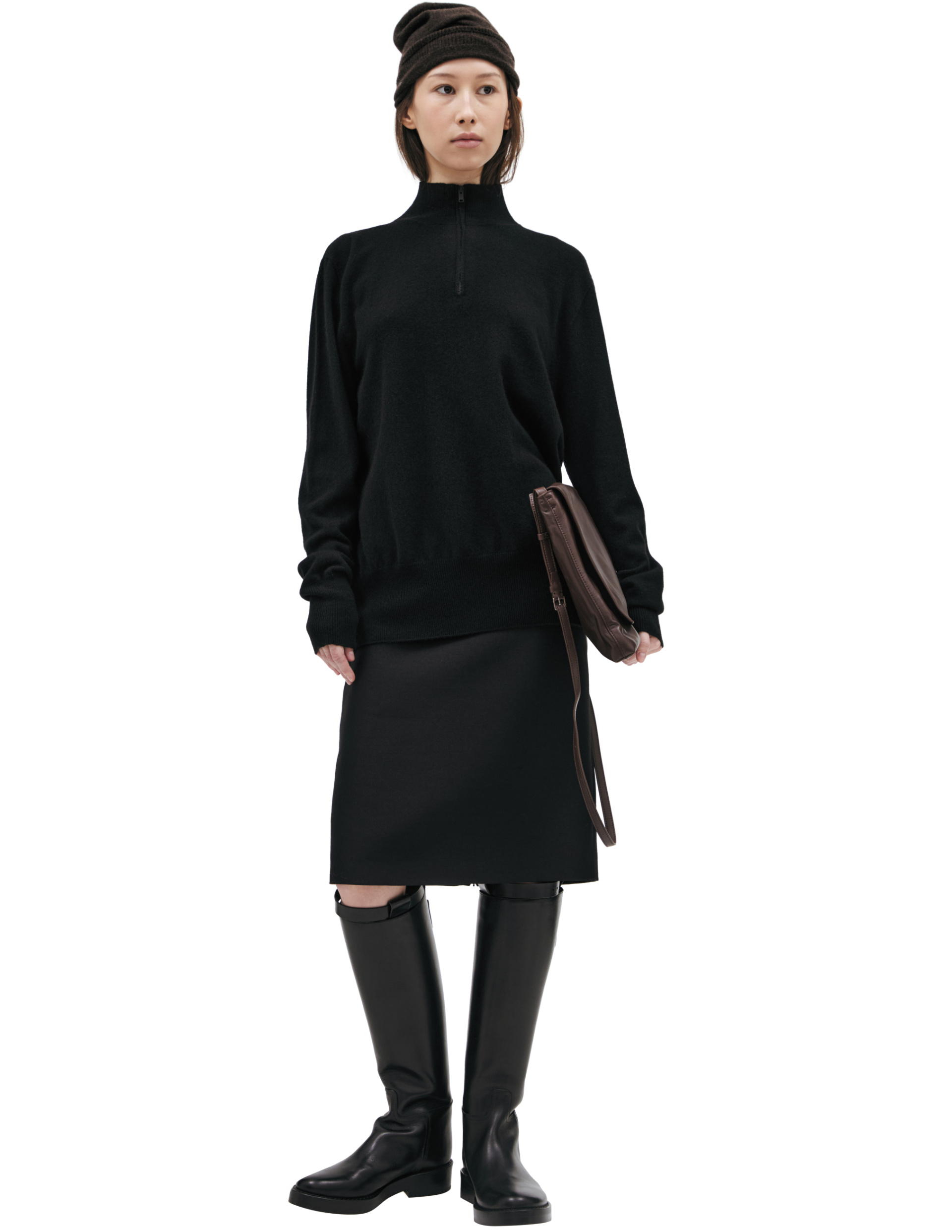 The Row Свитер-10041-Y556 half zip,кашемир черный