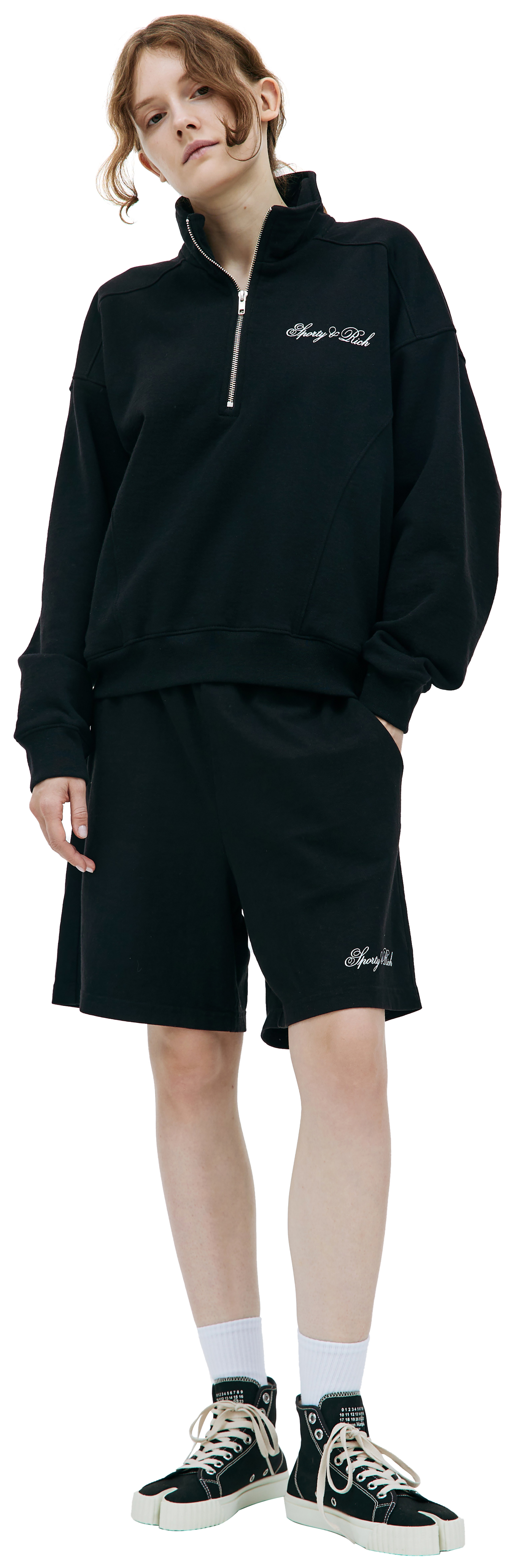 SPORTY & RICH Свитшот Cursive на молнии