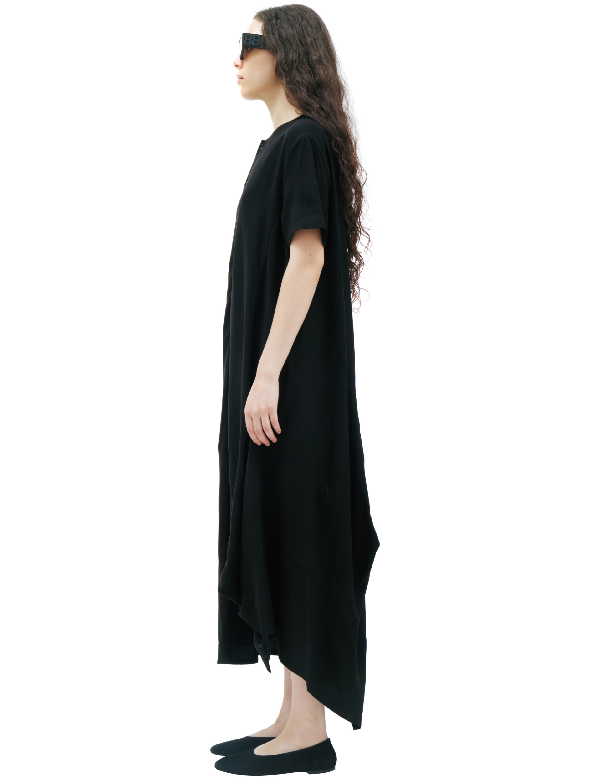 Yohji Yamamoto Платье-FK-D62-204-1 платье в пол с расклешенным подолом, на пуговицах, черное