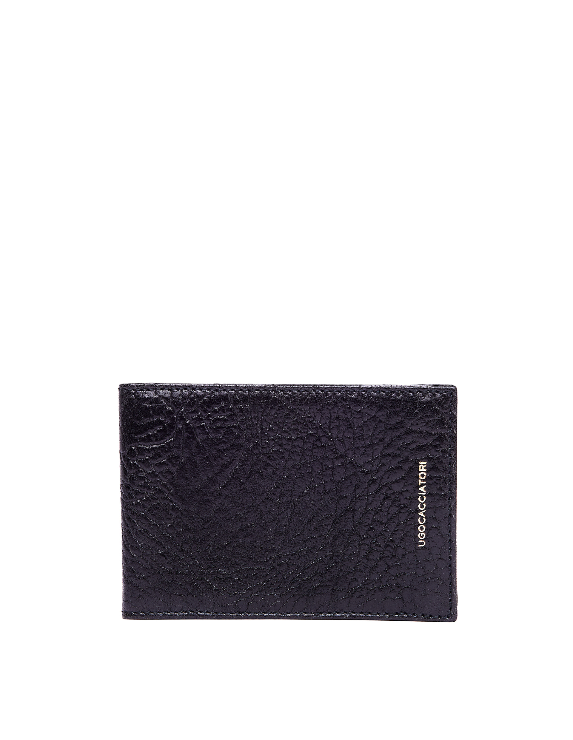 Ugo Cacciatori Черный кардхолдер из фактурной кожи на кнопках