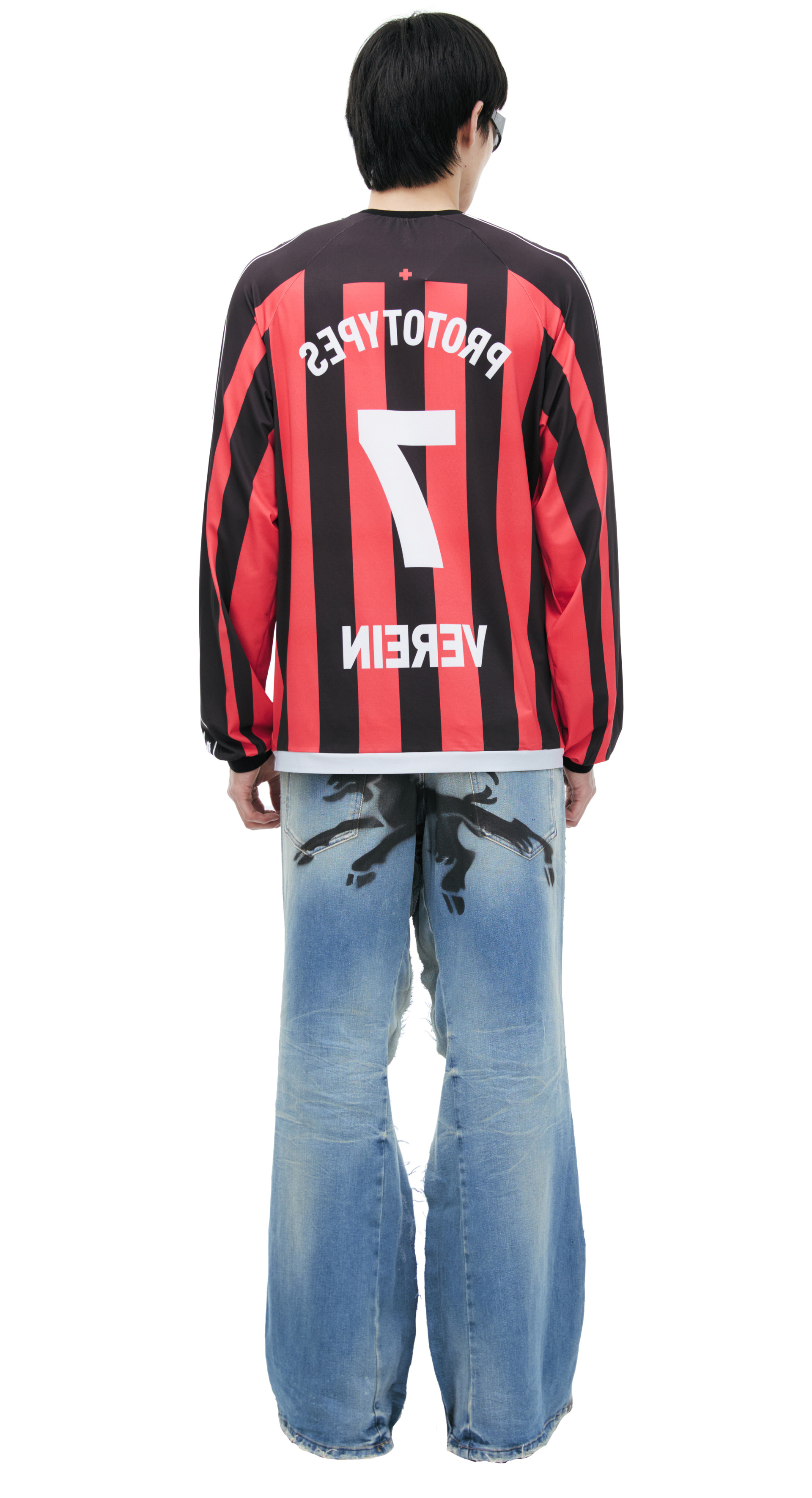 PROTOTYPES Полосатый лонгслив с принтом