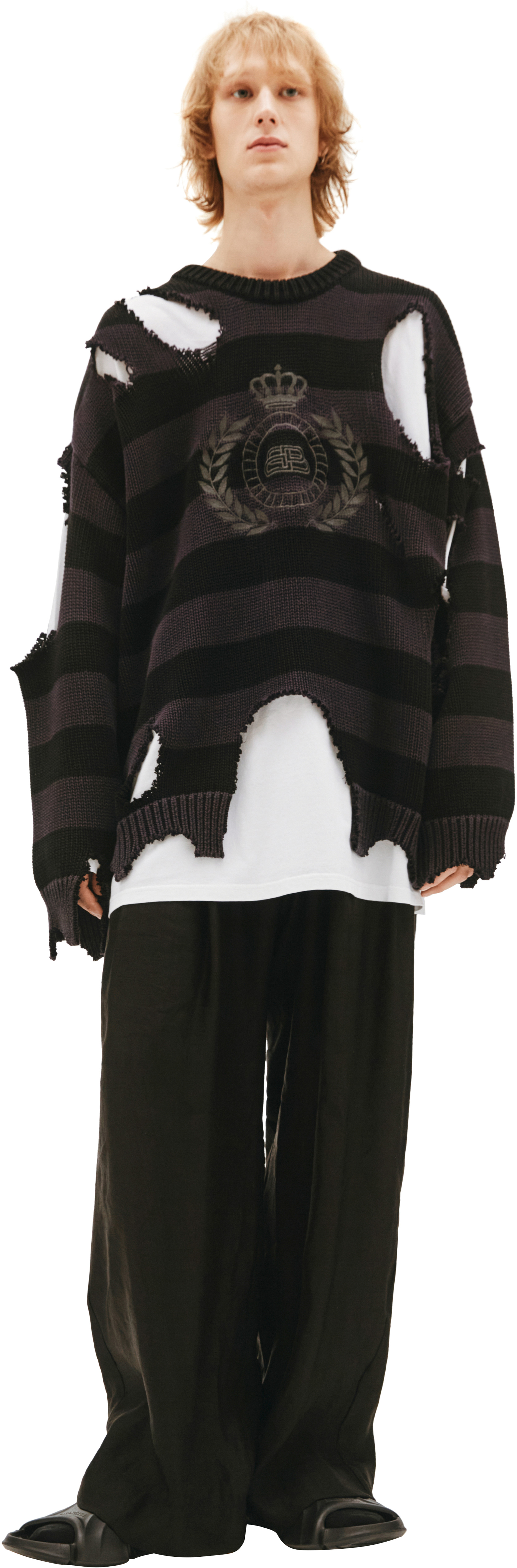 Balenciaga Рваный свитер с логотипом