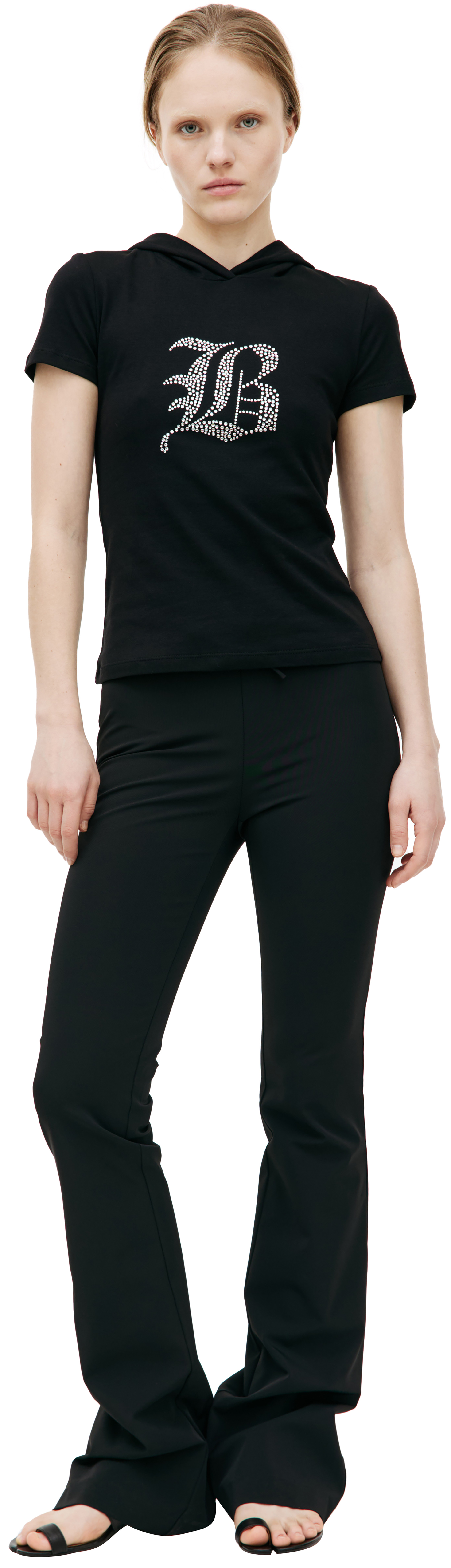 Blumarine Черная футболка с капюшоном