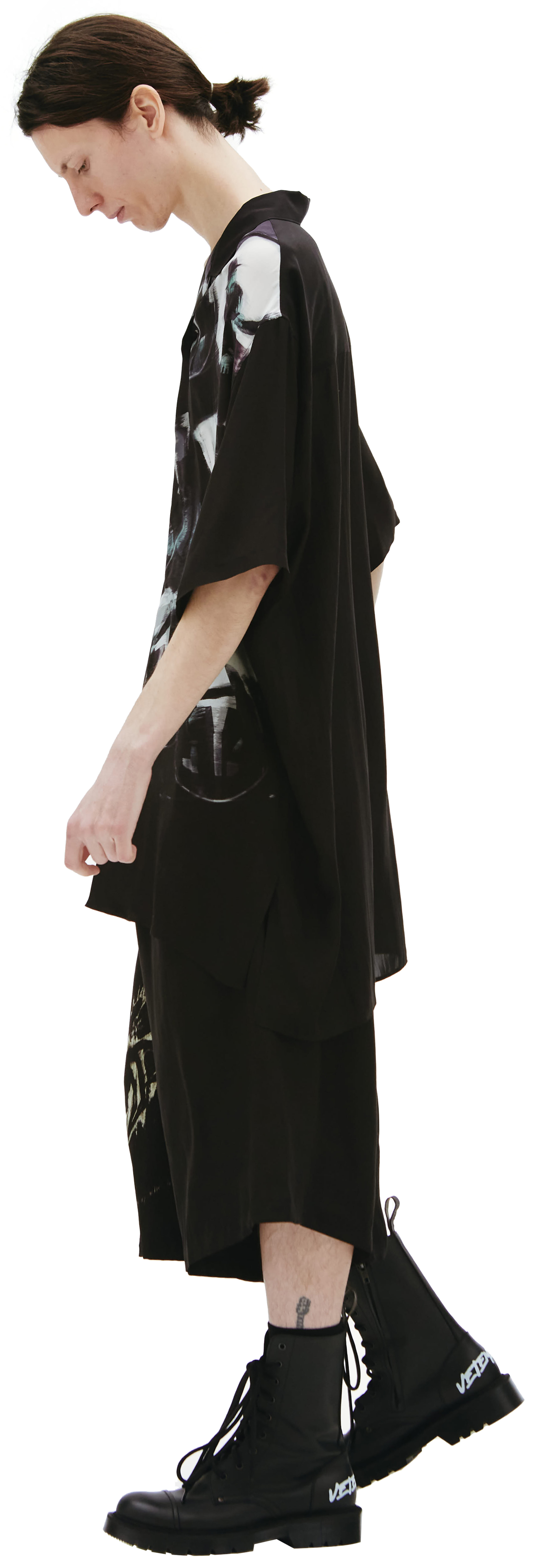 Yohji Yamamoto Шелковая рубашка с коротким рукавом