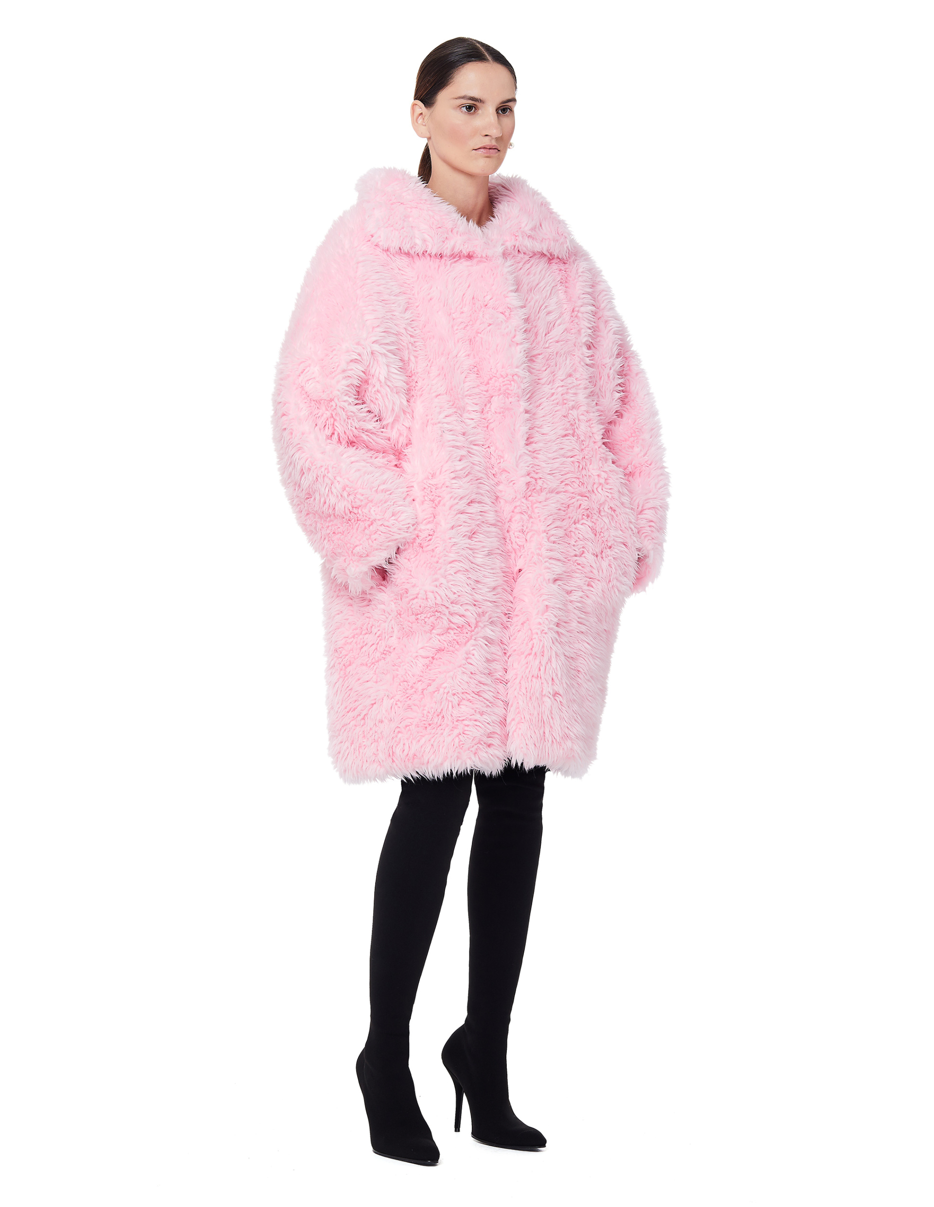Balenciaga Розовая шуба Swing из искусственного меха