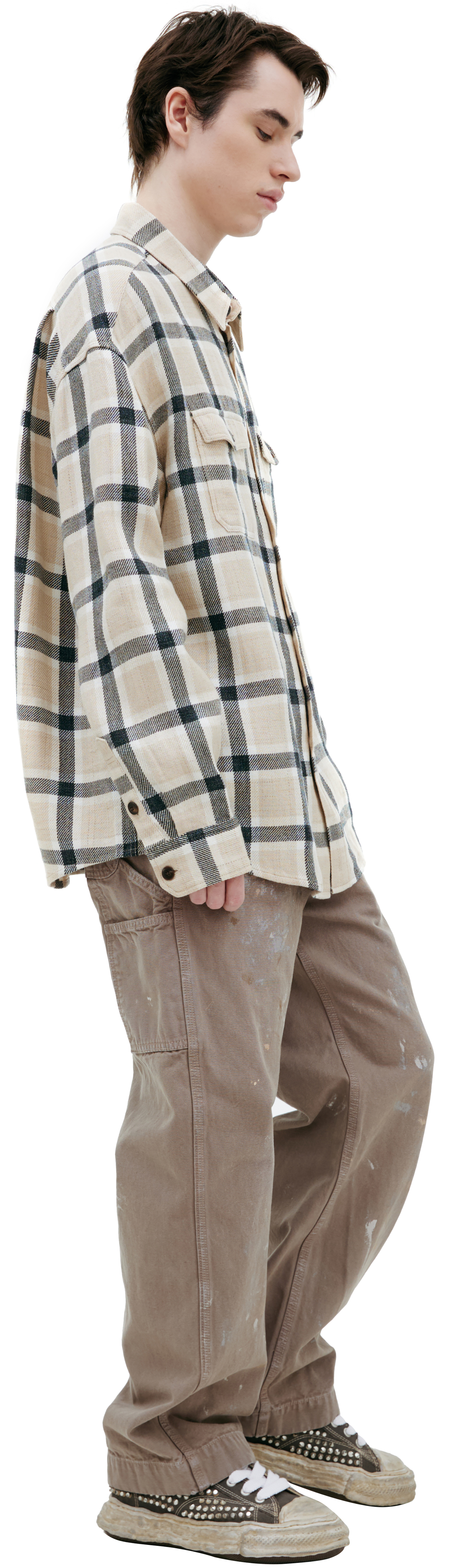 visvim Льняная рубашка в клетку