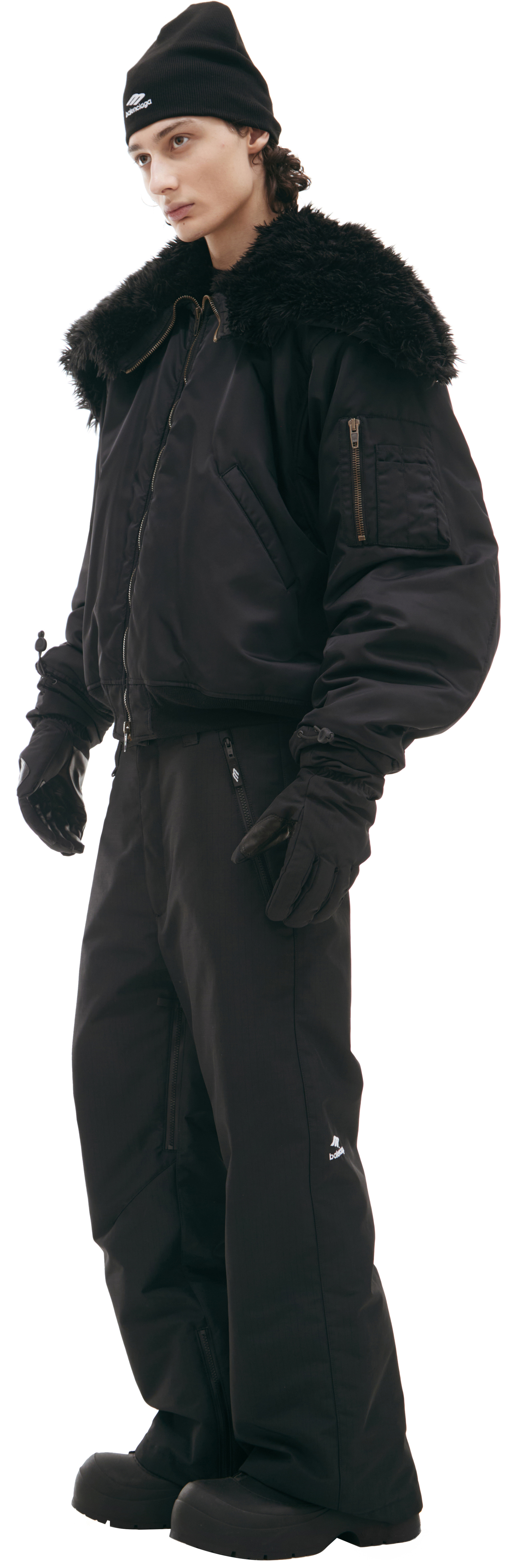 Balenciaga Бомбер с меховым воротом