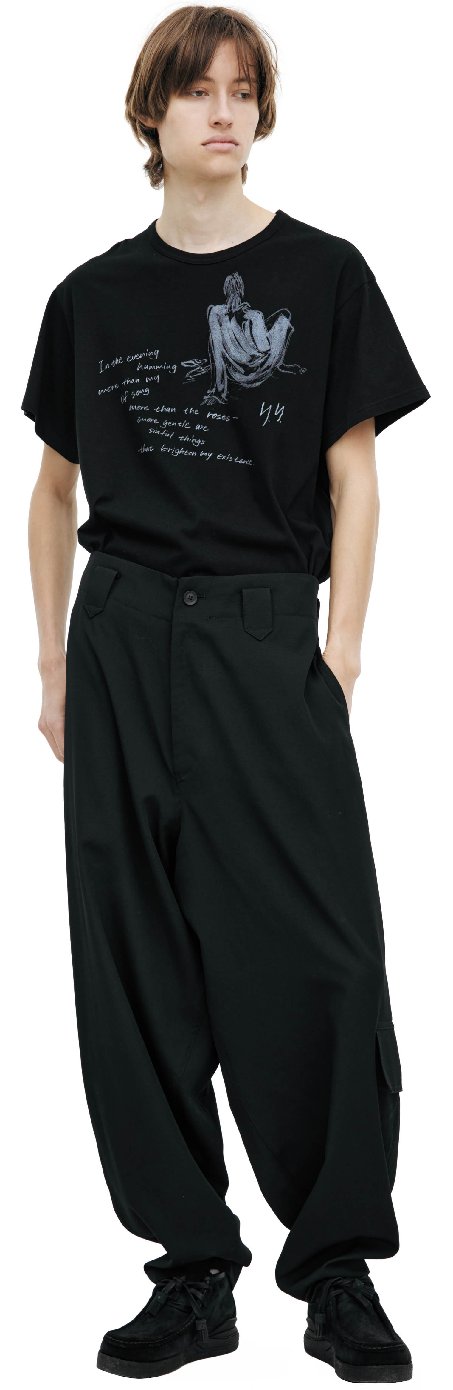 Yohji Yamamoto Черные брюки из шерсти