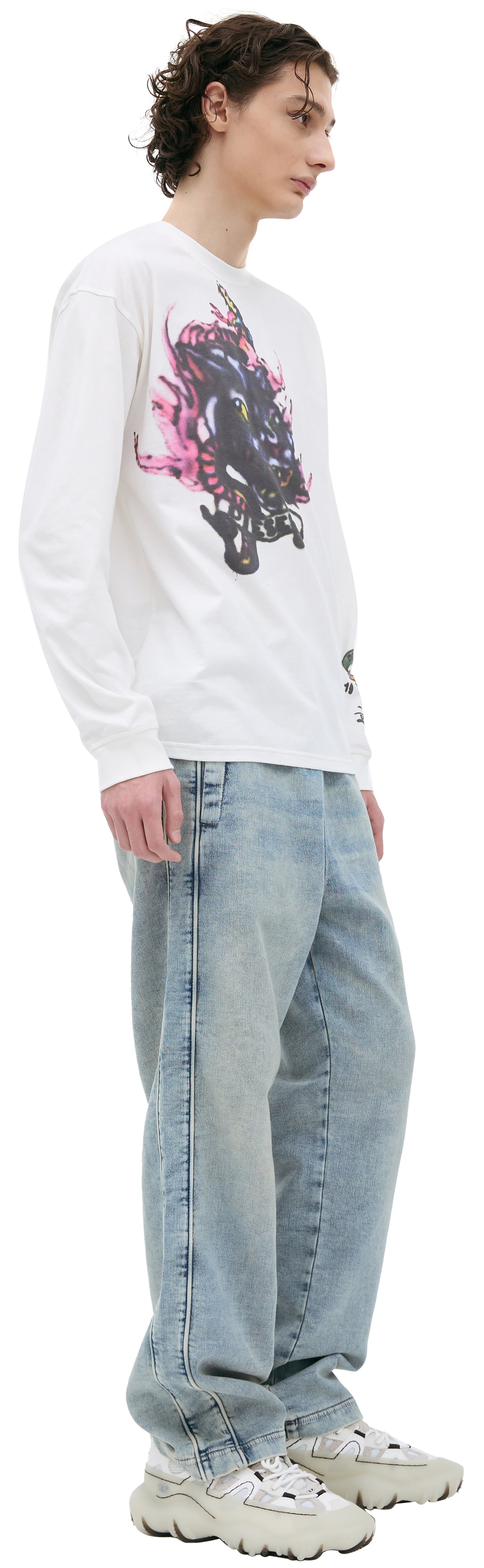 Diesel Белый лонгслив с принтом