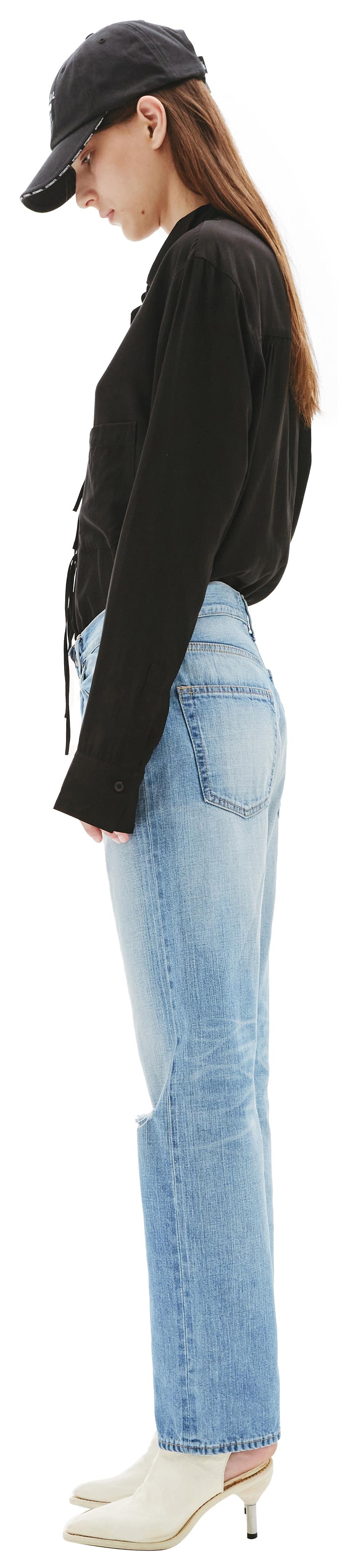 Junya Watanabe Прямые джинсы с рваными коленями