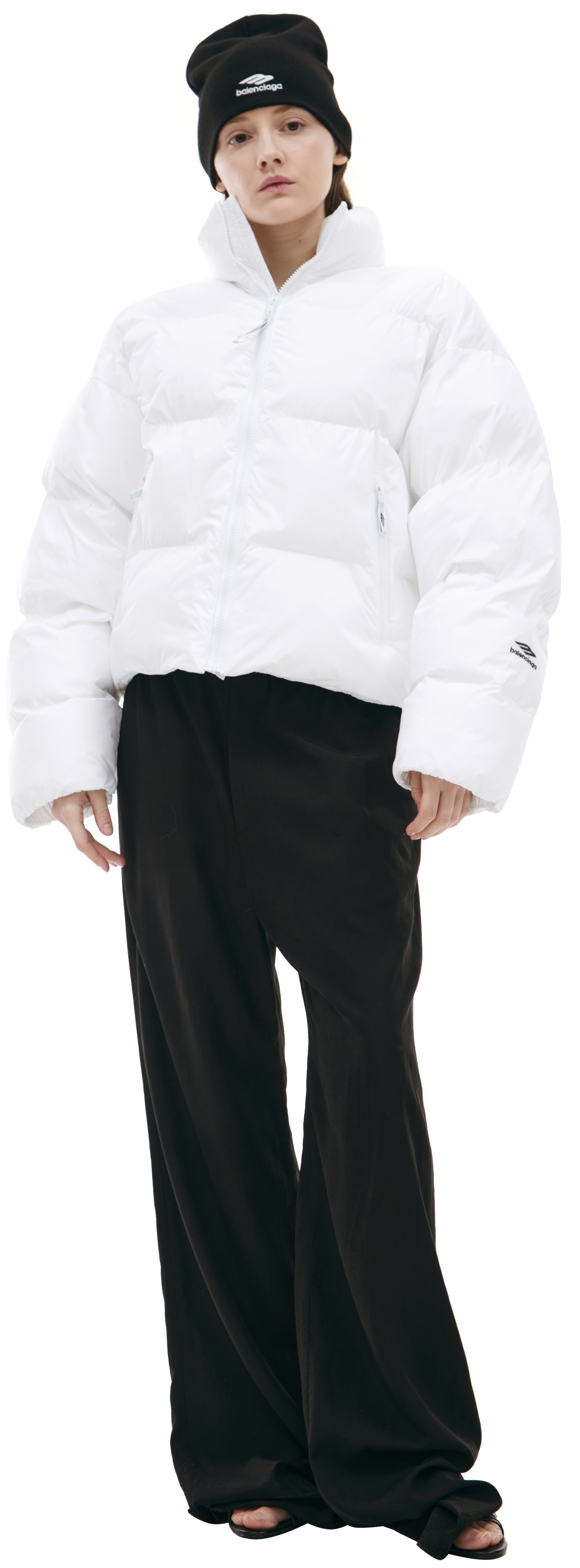 Balenciaga Белый пуховик с логотипом