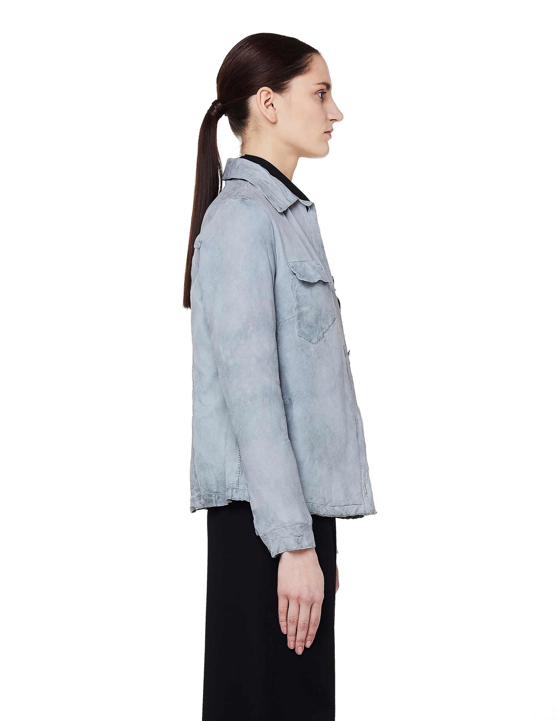 Salvatore Santoro Светло-голубая кожаная куртка