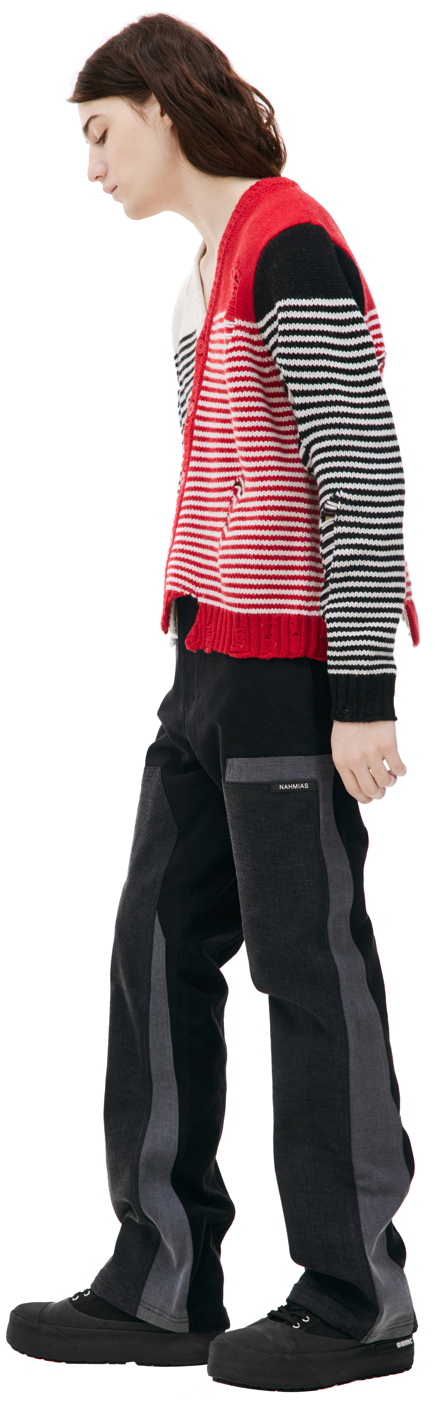 CHARLES JEFFREY LOVERBOY Рваный кардиган в полоску