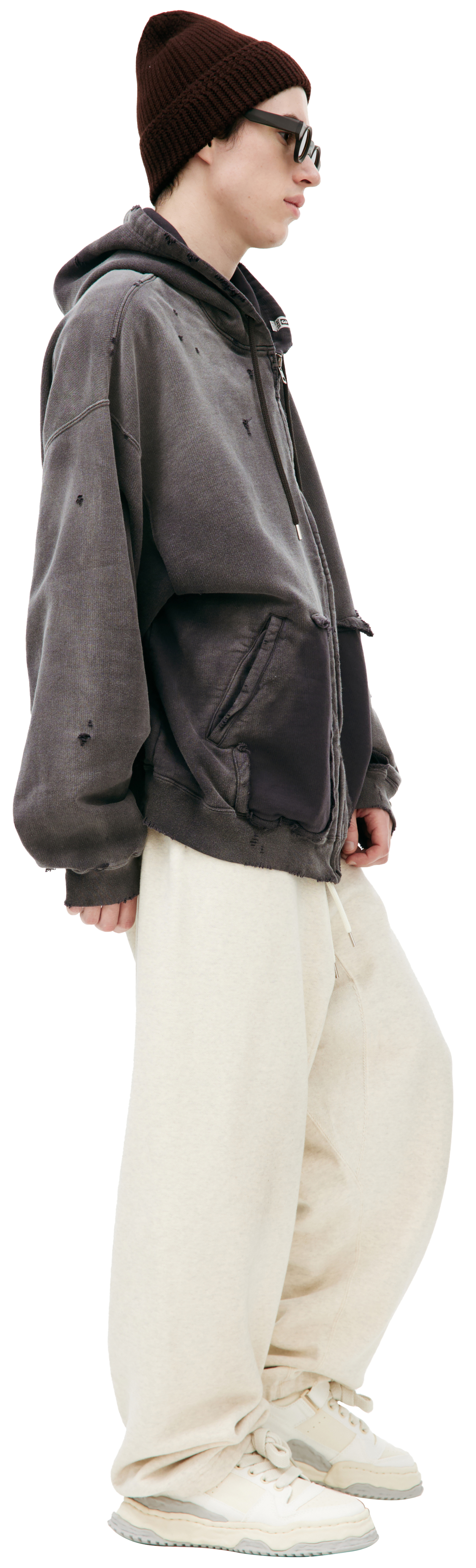 Maison Mihara Yasuhiro Серое худи на молнии