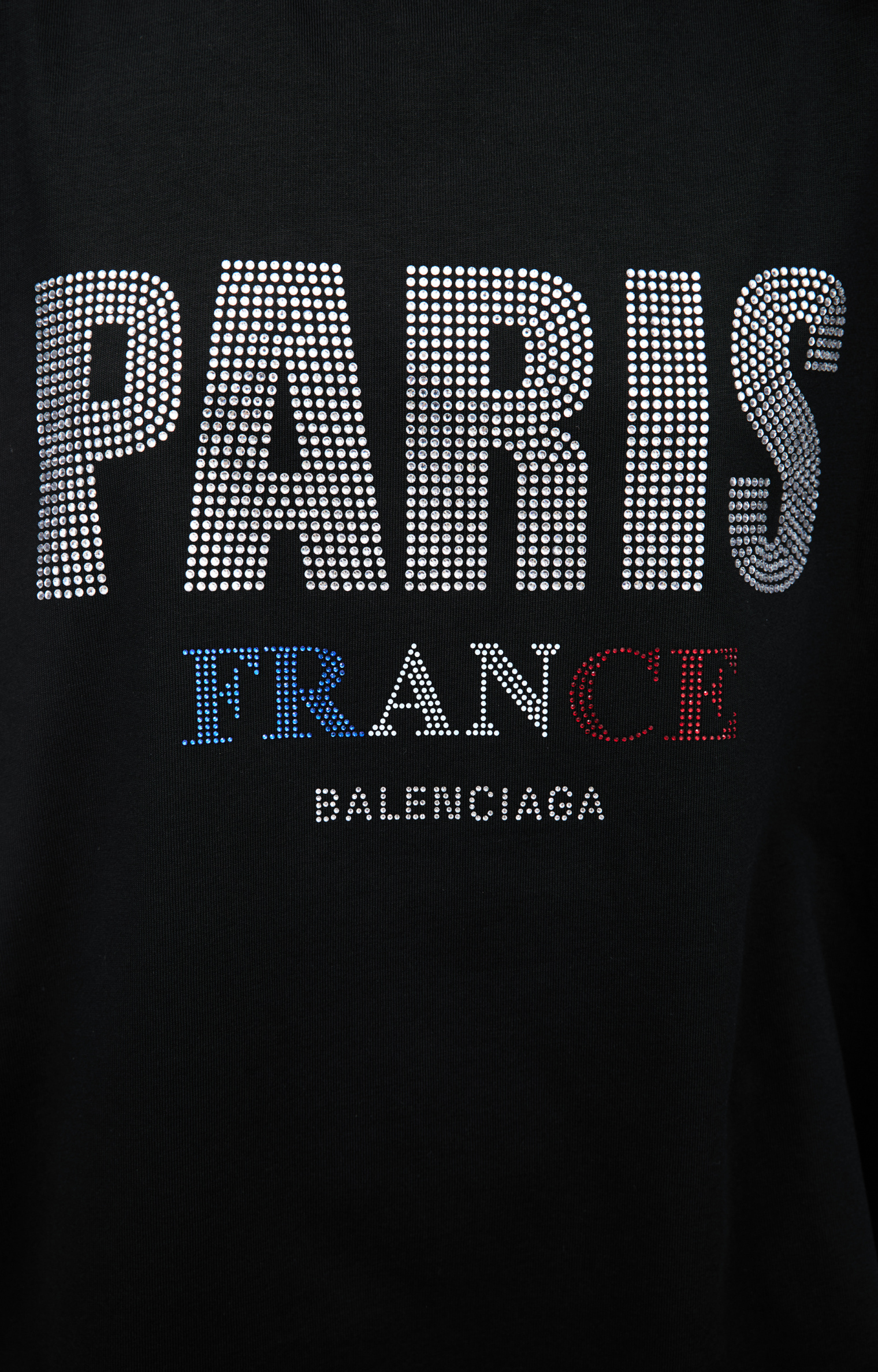 Balenciaga Футболка-818431/TRVL5/1000 PARIS из страз на груди, черн