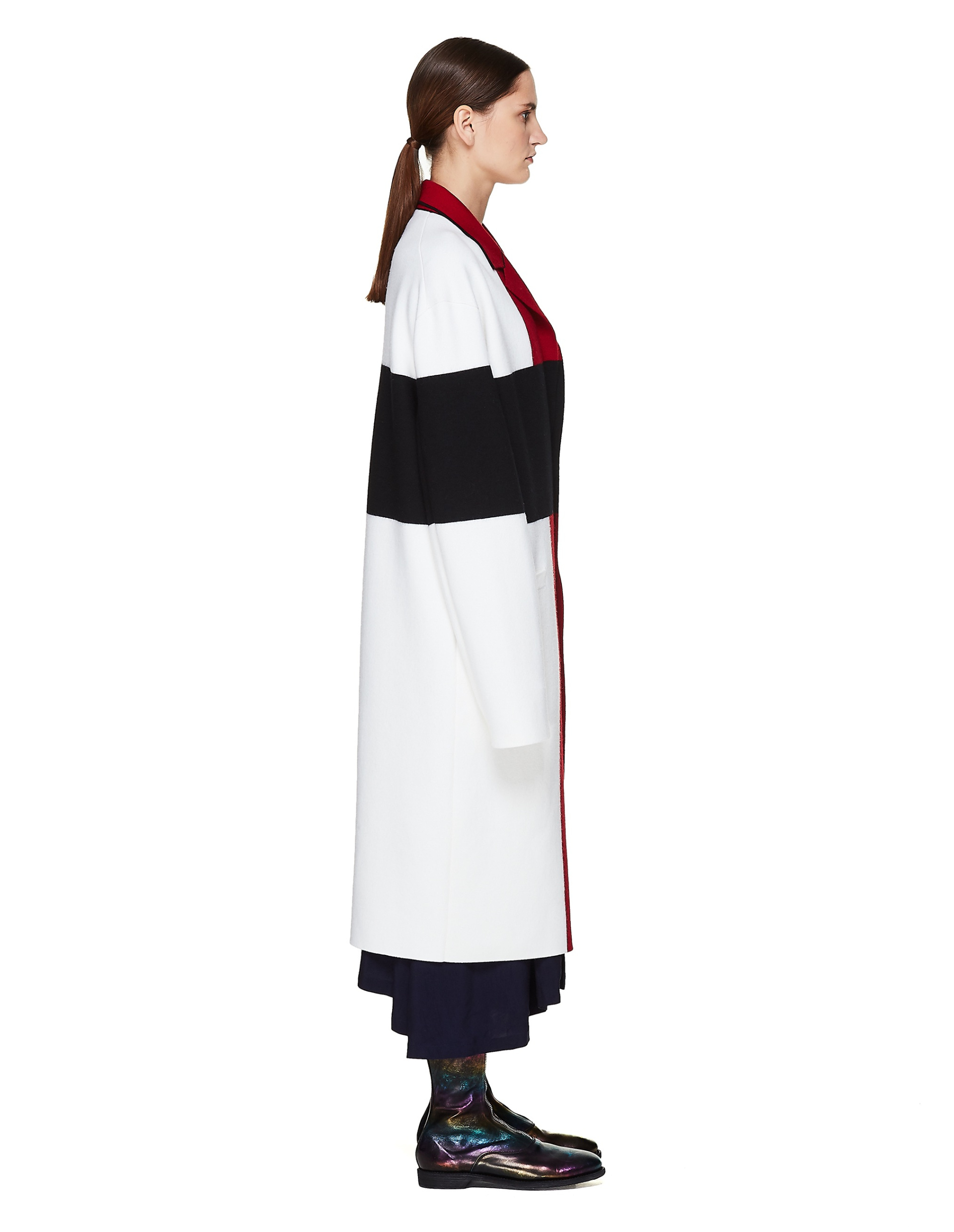 Haider Ackermann Контрастное вязаное пальто из шерсти