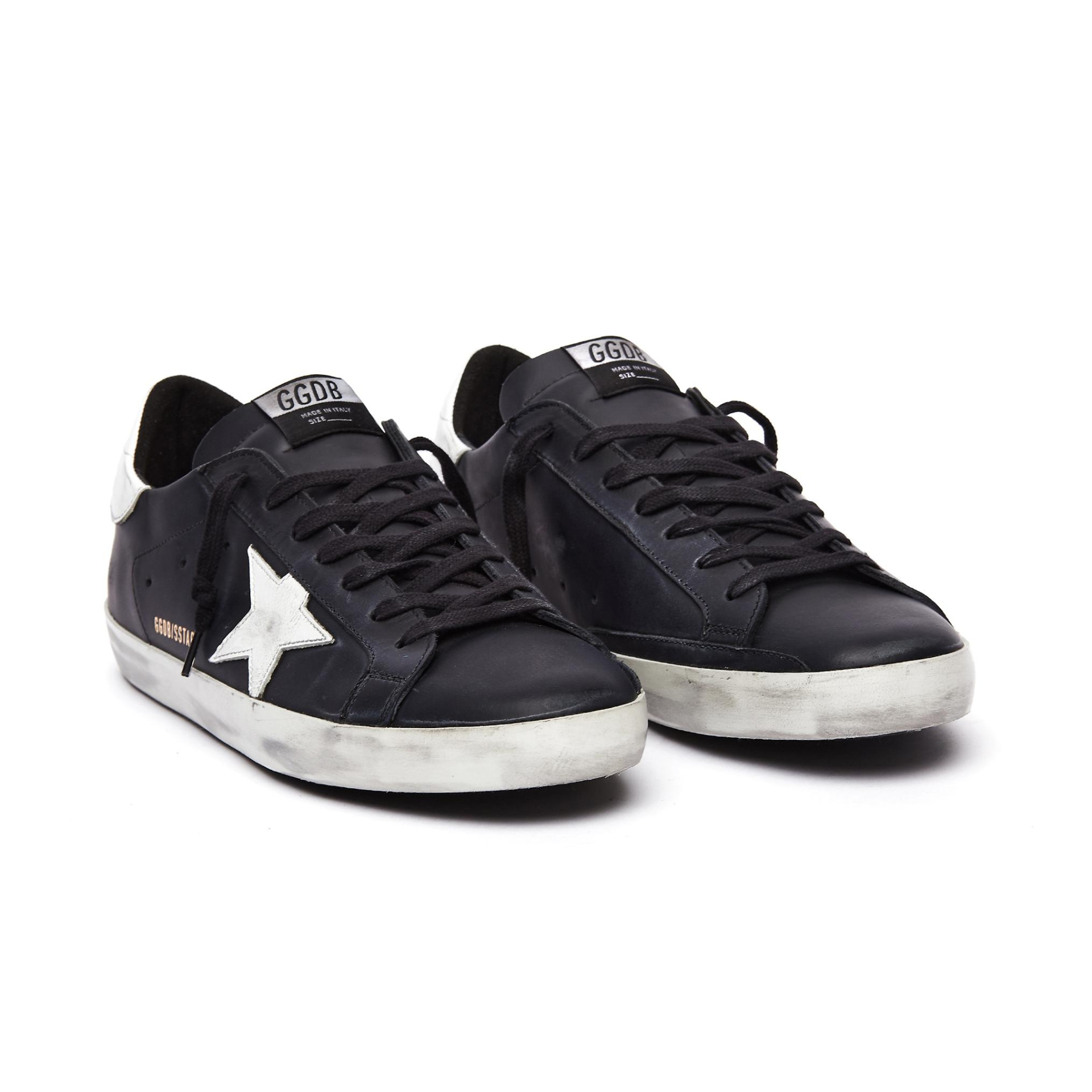 Golden Goose Черные кожаные кеды Superstar с белой звездой