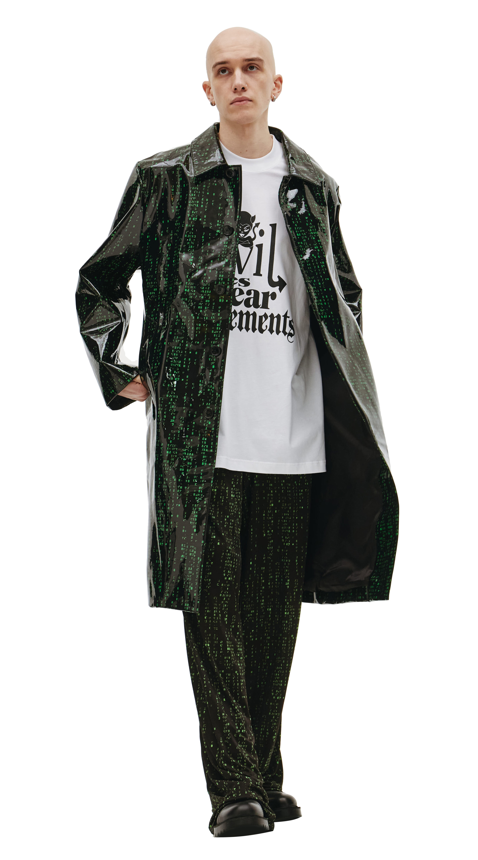 VETEMENTS Лаковое пальто с принтом Матрица