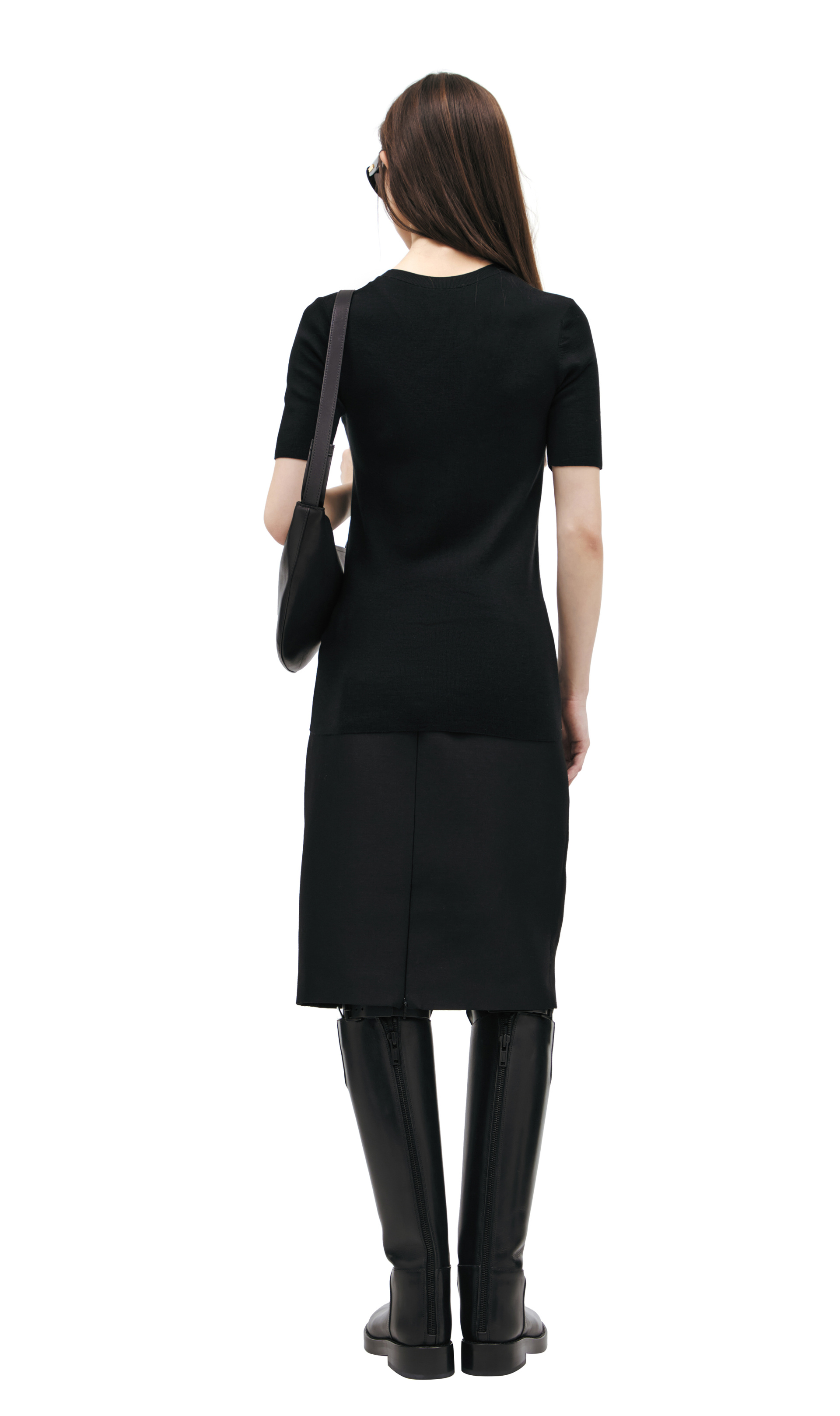 The Row Черная футболка из шелка