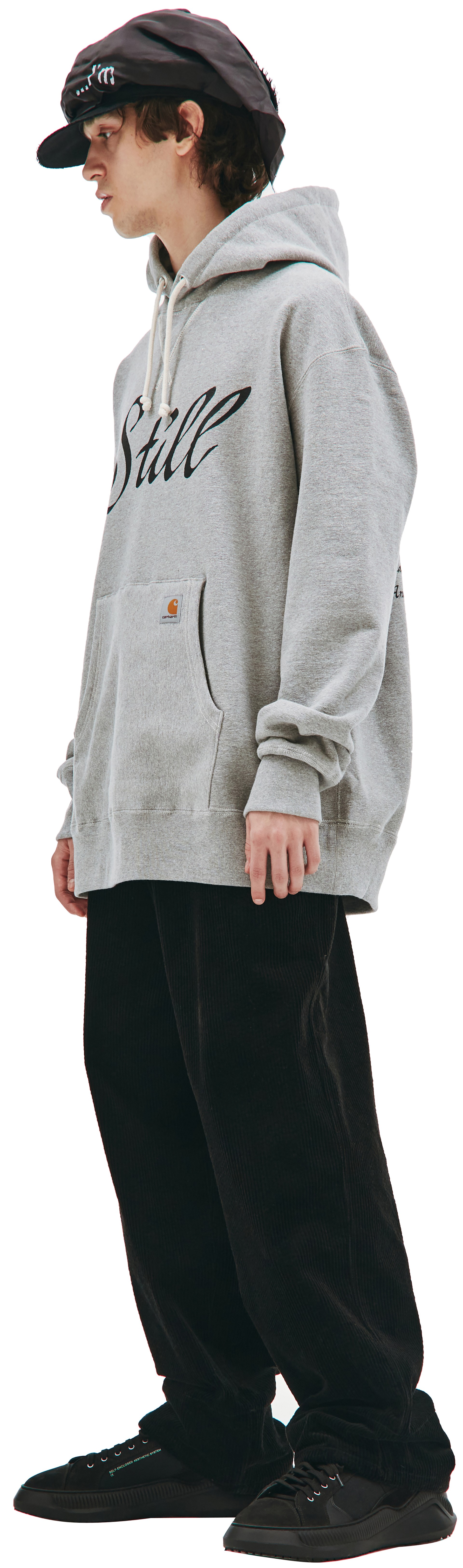 Junya Watanabe Серое худи Junya Watanabe x Carhartt с принтом