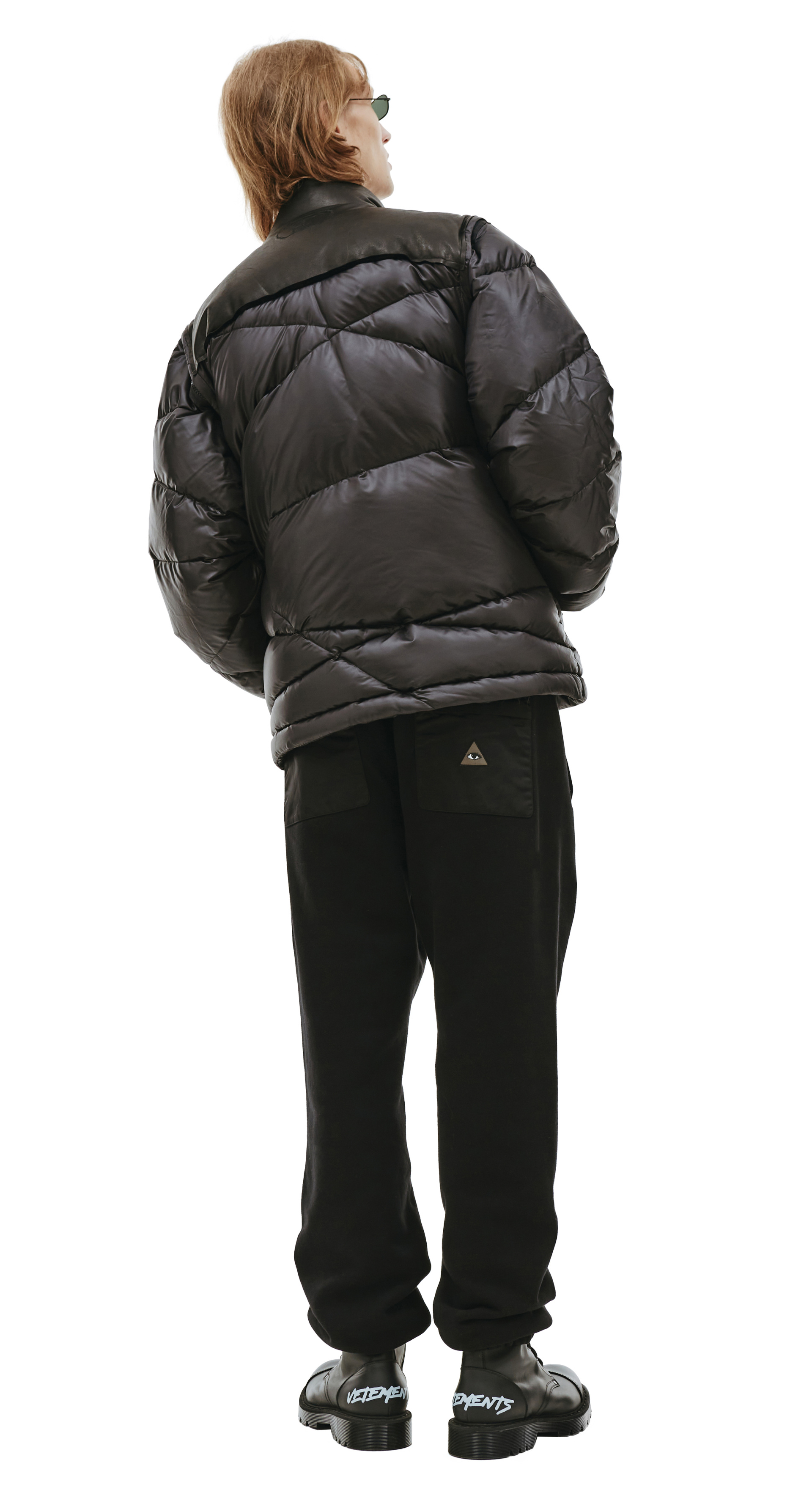 Undercover Стеганый пуховик с кожаной отделкой