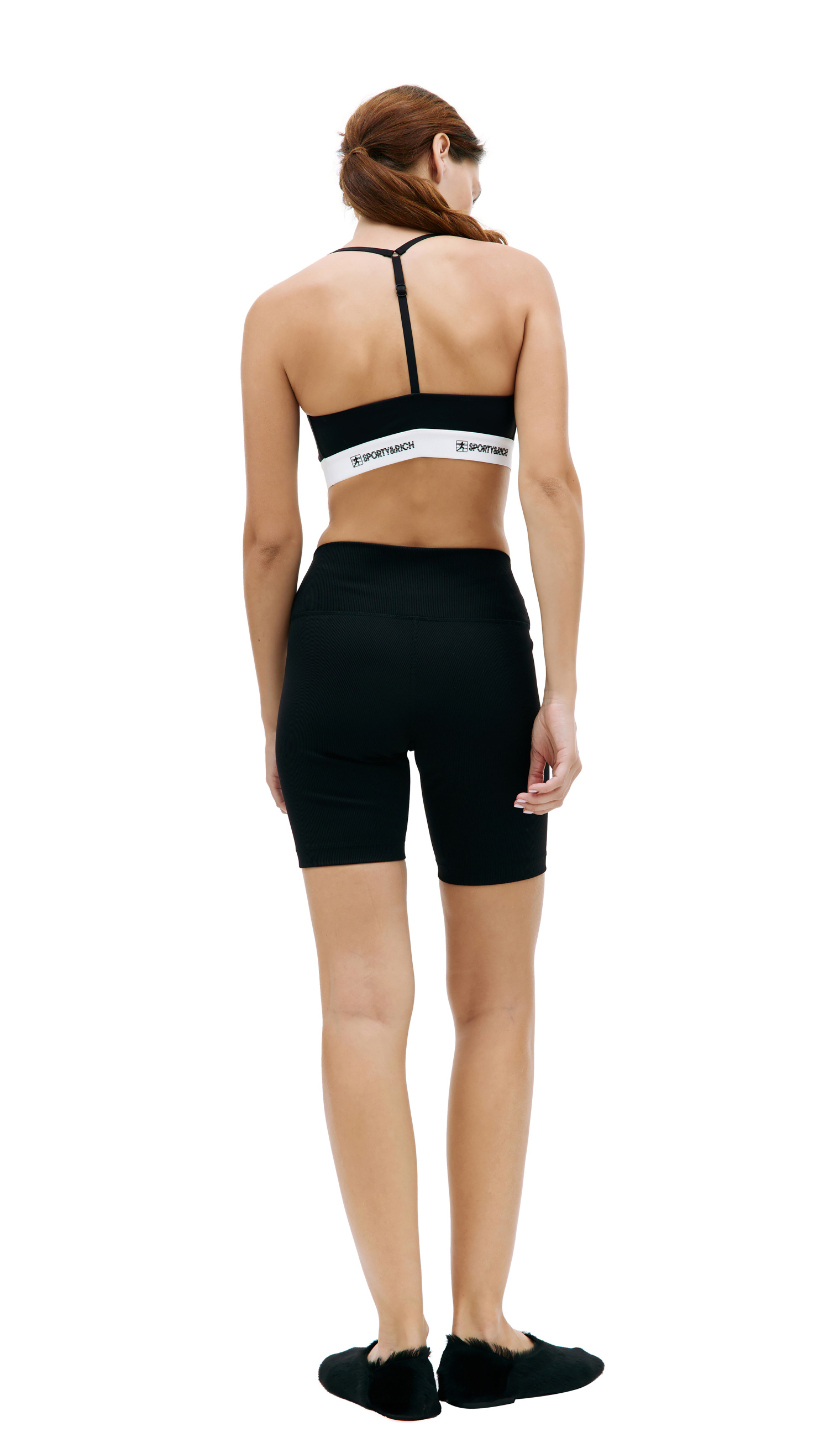 SPORTY & RICH Спортивный топ с логотипом на резинке