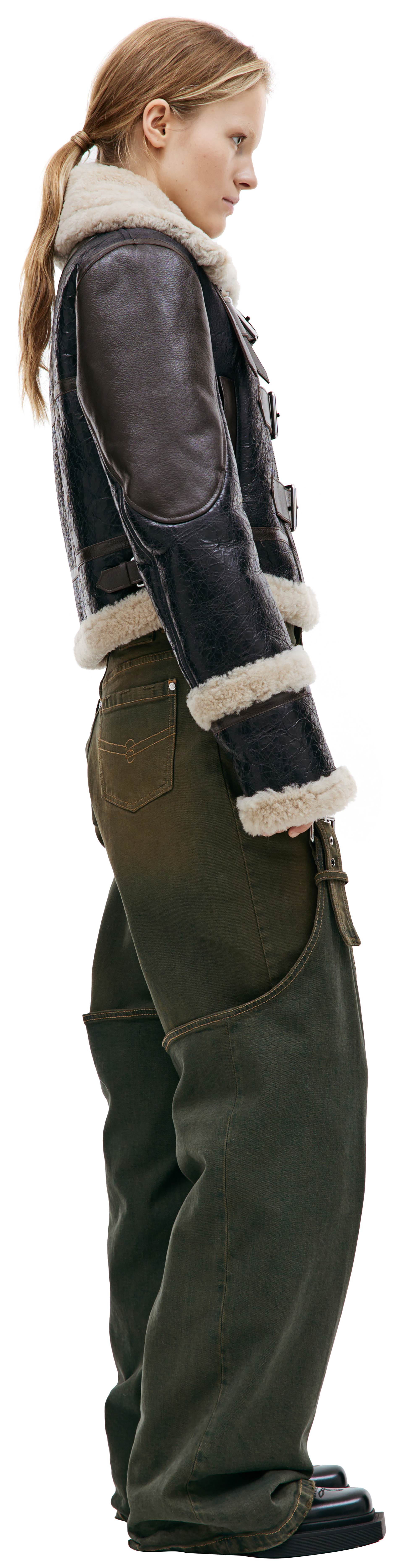 Blumarine Укороченная дубленка с ремнями