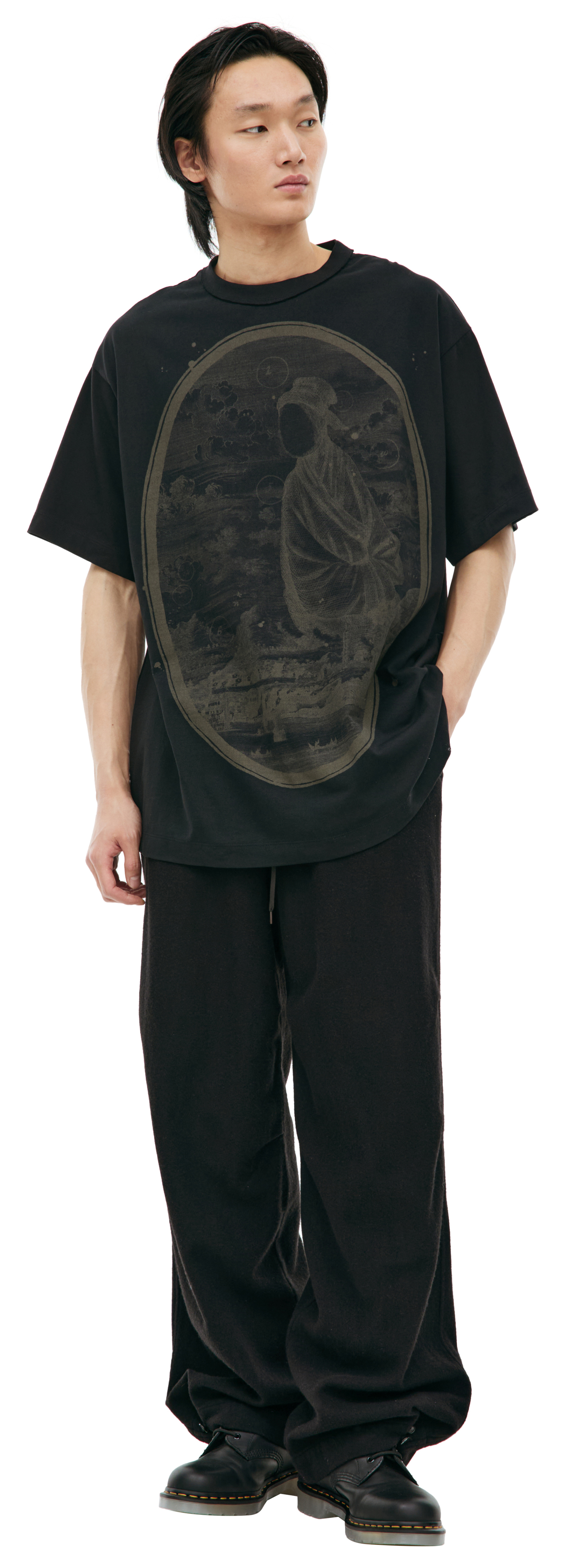 Ziggy Chen Черная футболка с принтом