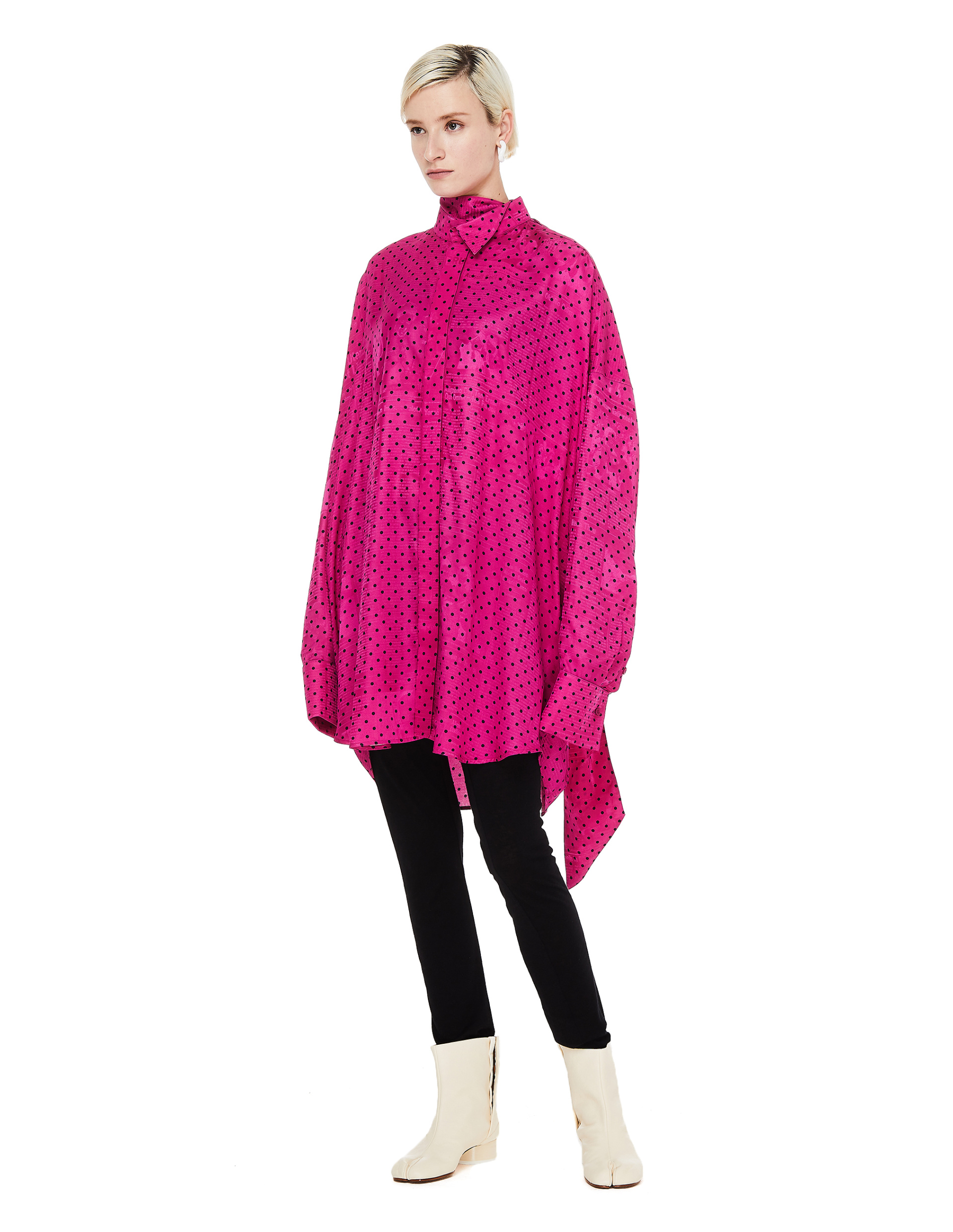 Balenciaga Розовая рубашка в горошек с шарфиком