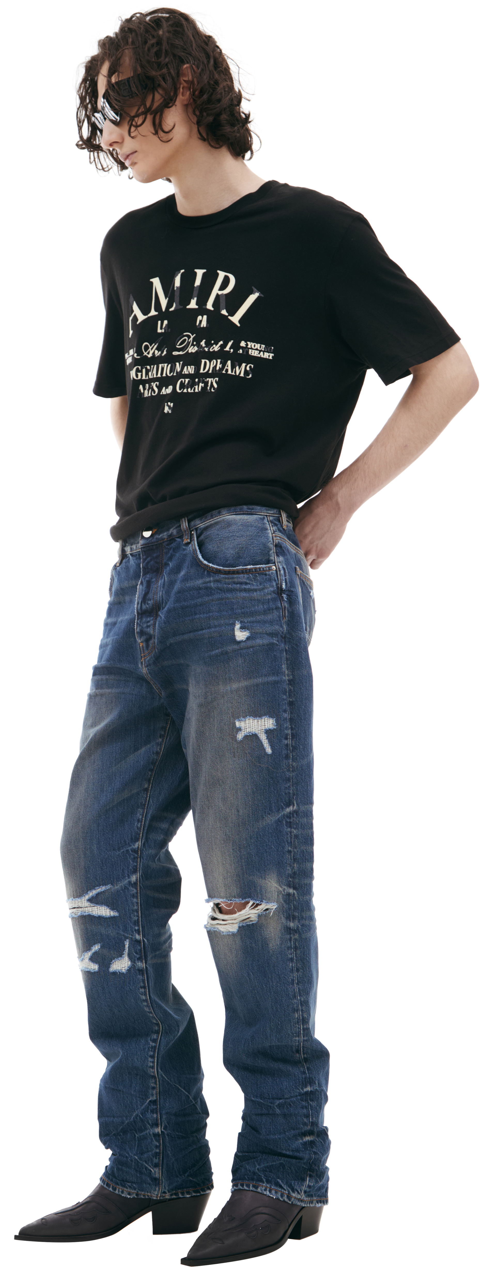 AMIRI Синие джинсы с потертостями