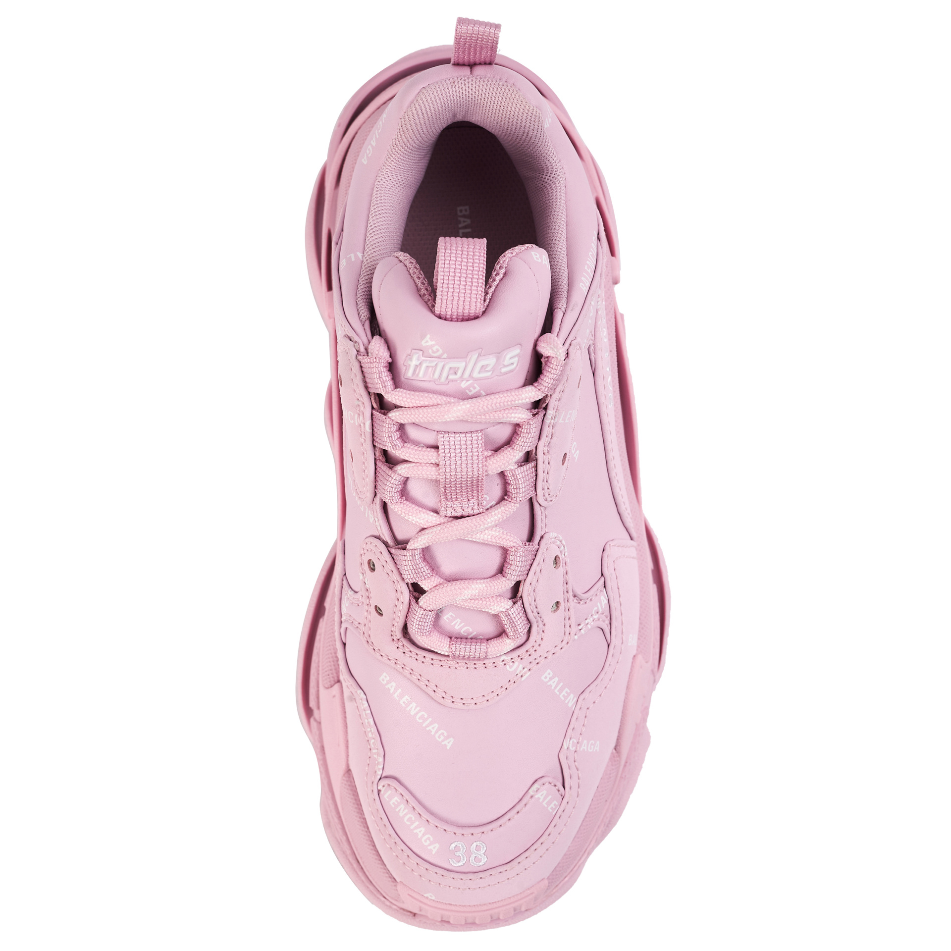 Balenciaga Розовые кроссовки Triple S с логотипом